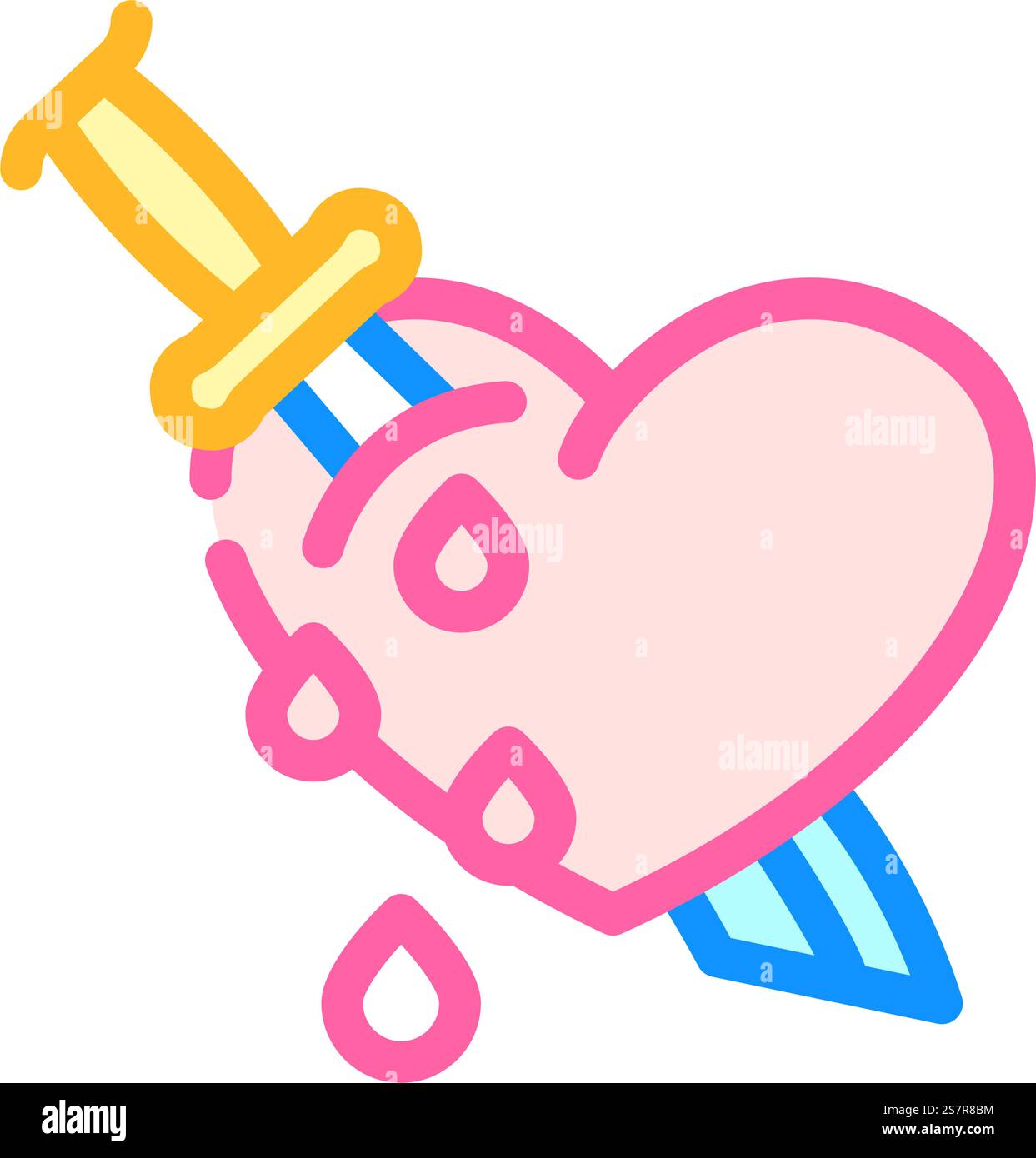 vecteur d'icône de couleur vintage d'art de tatouage de coeur. cœur tatouage art signe vintage. illustration de symbole isolé. illustration vectorielle d'icône de couleur vintage d'art de tatouage de coeur Illustration de Vecteur