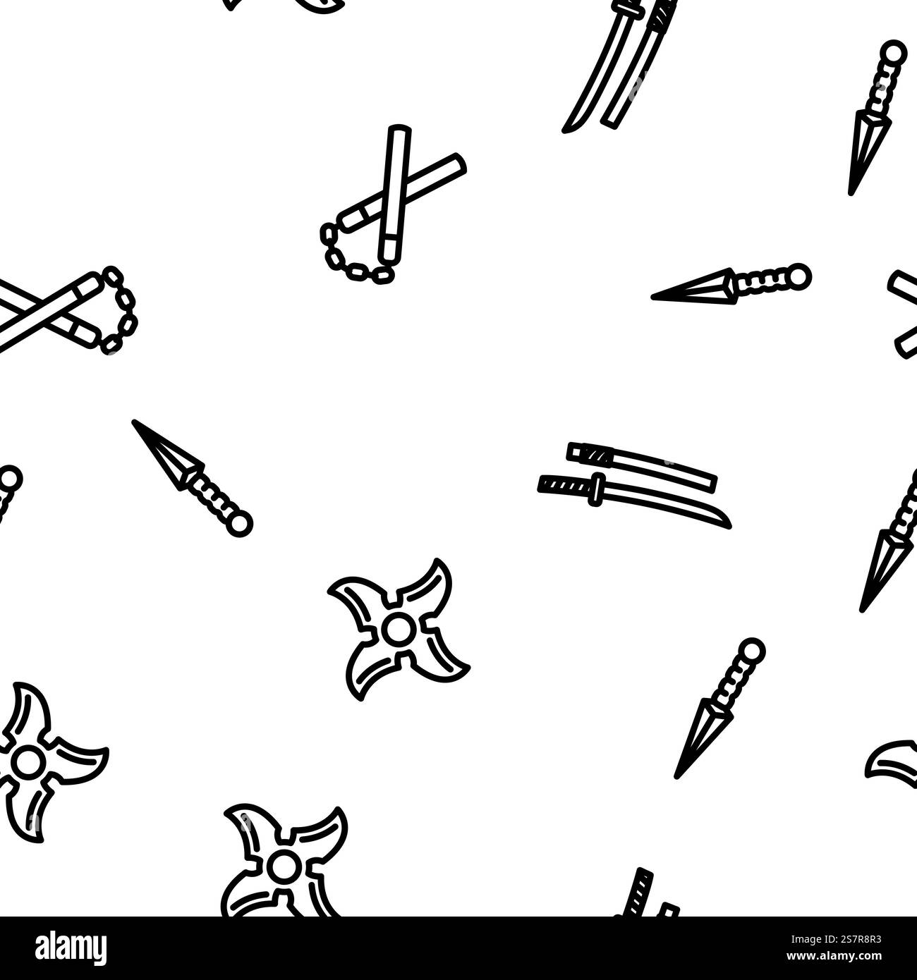 illustration de la ligne mince de motif sans couture de vecteur militaire d'arme de guerre. modèle sans couture de vecteur militaire de canon de guerre d'arme Illustration de Vecteur