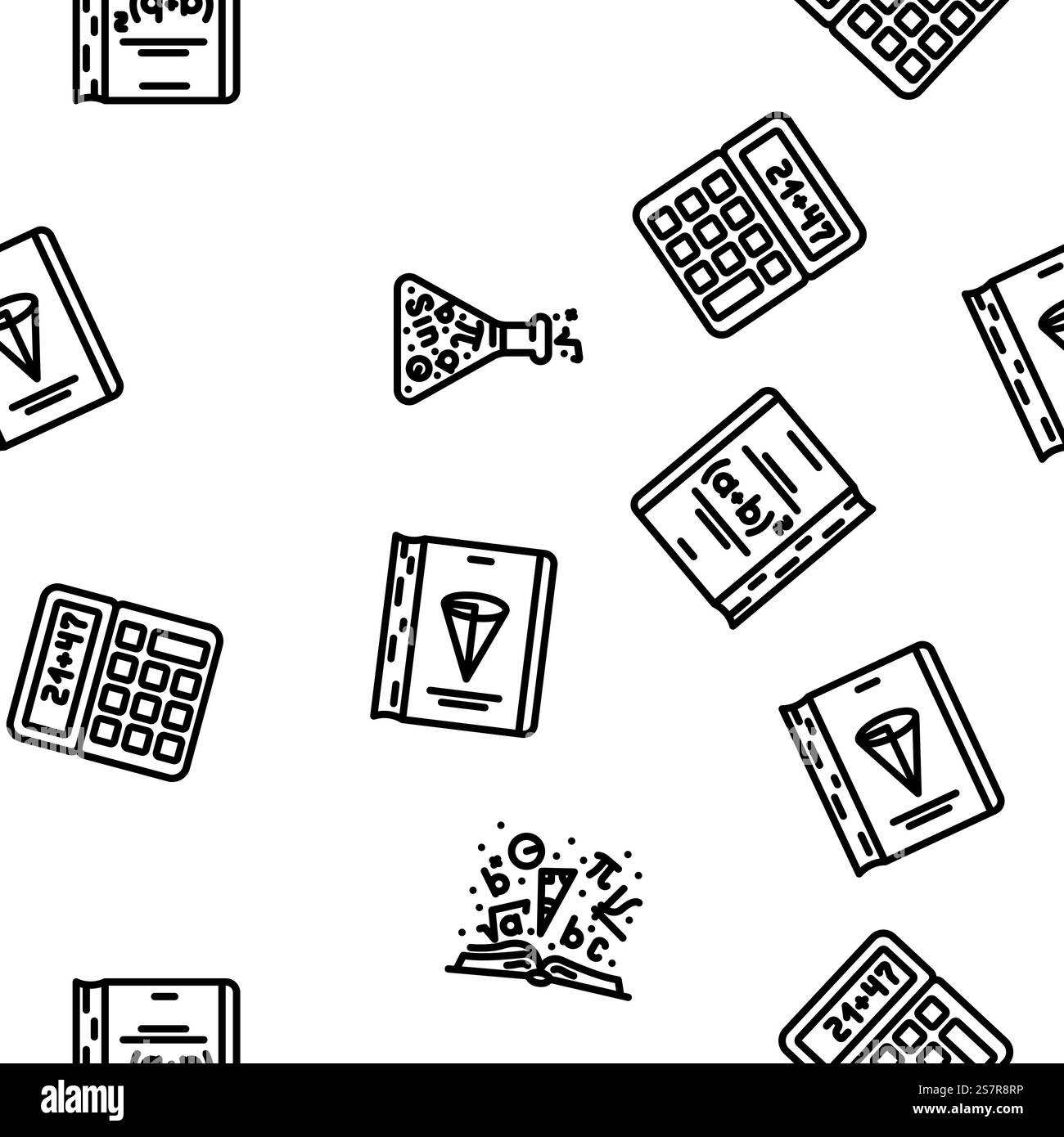 illustration de ligne mince de motif sans couture de vecteur d'école de sciences mathématiques. modèle sans couture de vecteur d'école d'enseignement des sciences mathématiques Illustration de Vecteur