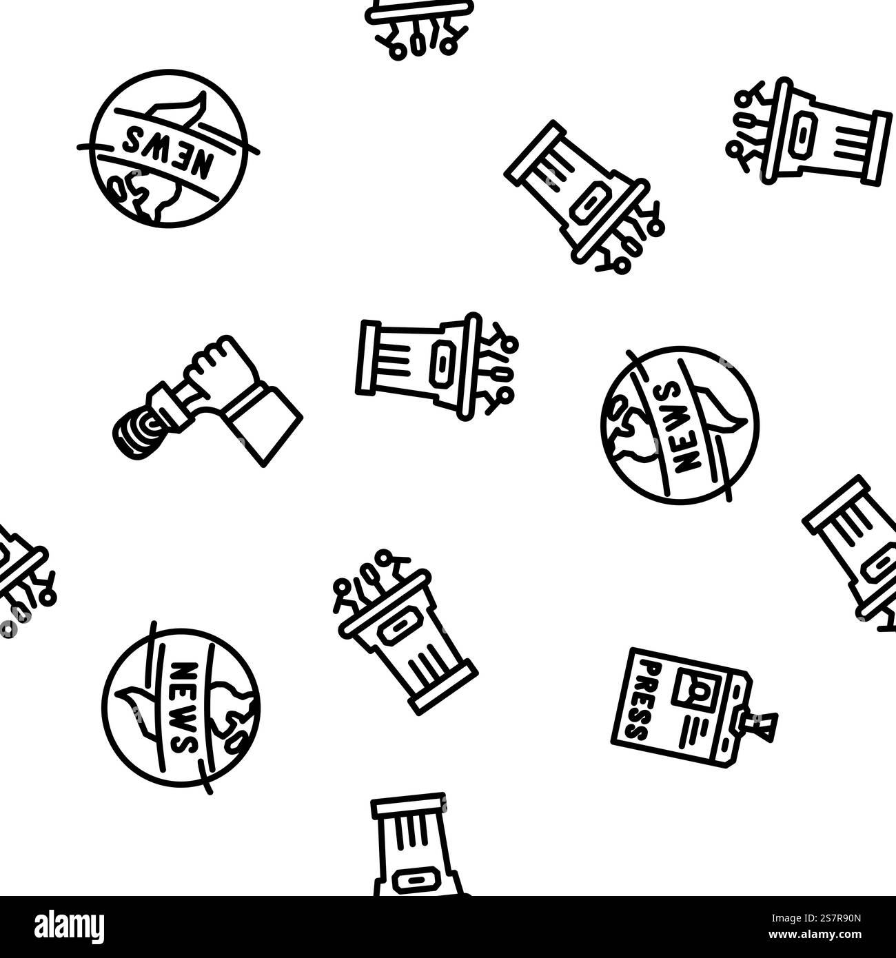 vecteur d'affaires d'écran de médias de nouvelles illustration de ligne mince de modèle sans couture. vecteur d'affaires d'écran de médias de nouvelles modèle sans couture Illustration de Vecteur