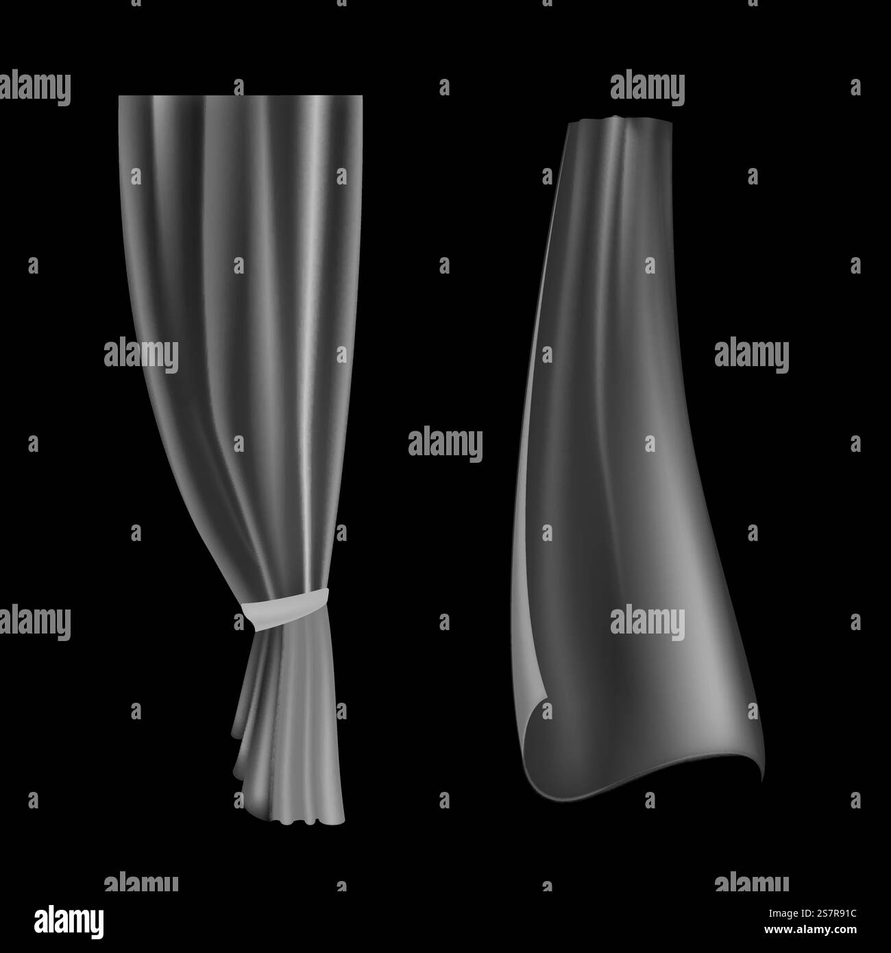 Draperie transparente. Rideau ondulé. Tissu léger fluide et réaliste. Gabarit de décoration intérieure. Maquette de rideaux blancs. Couvre-fenêtre. Tissu lisse en soie suspendu isolé. Illustration vectorielle. Draperie transparente. Rideau ondulé. Tissu léger fluide et réaliste. Gabarit de décoration intérieure. Rideaux blancs. Couvre-fenêtre. Tissu de soie suspendu isolé. Illustration vectorielle Illustration de Vecteur