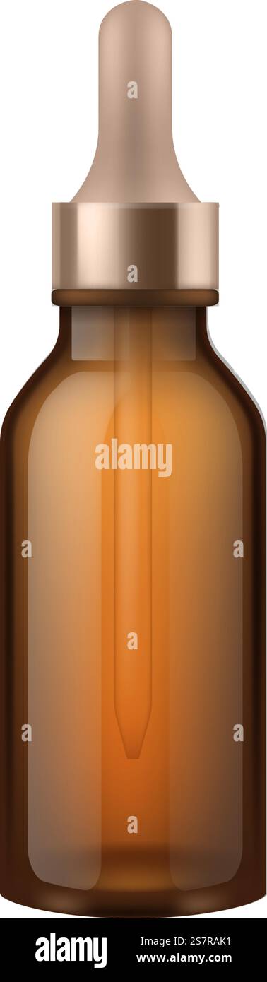 Maquette de bouteille en verre compte-gouttes. Récipient cosmétique réaliste isolé sur fond blanc. Maquette de bouteille en verre compte-gouttes. Récipient cosmétique réaliste Illustration de Vecteur