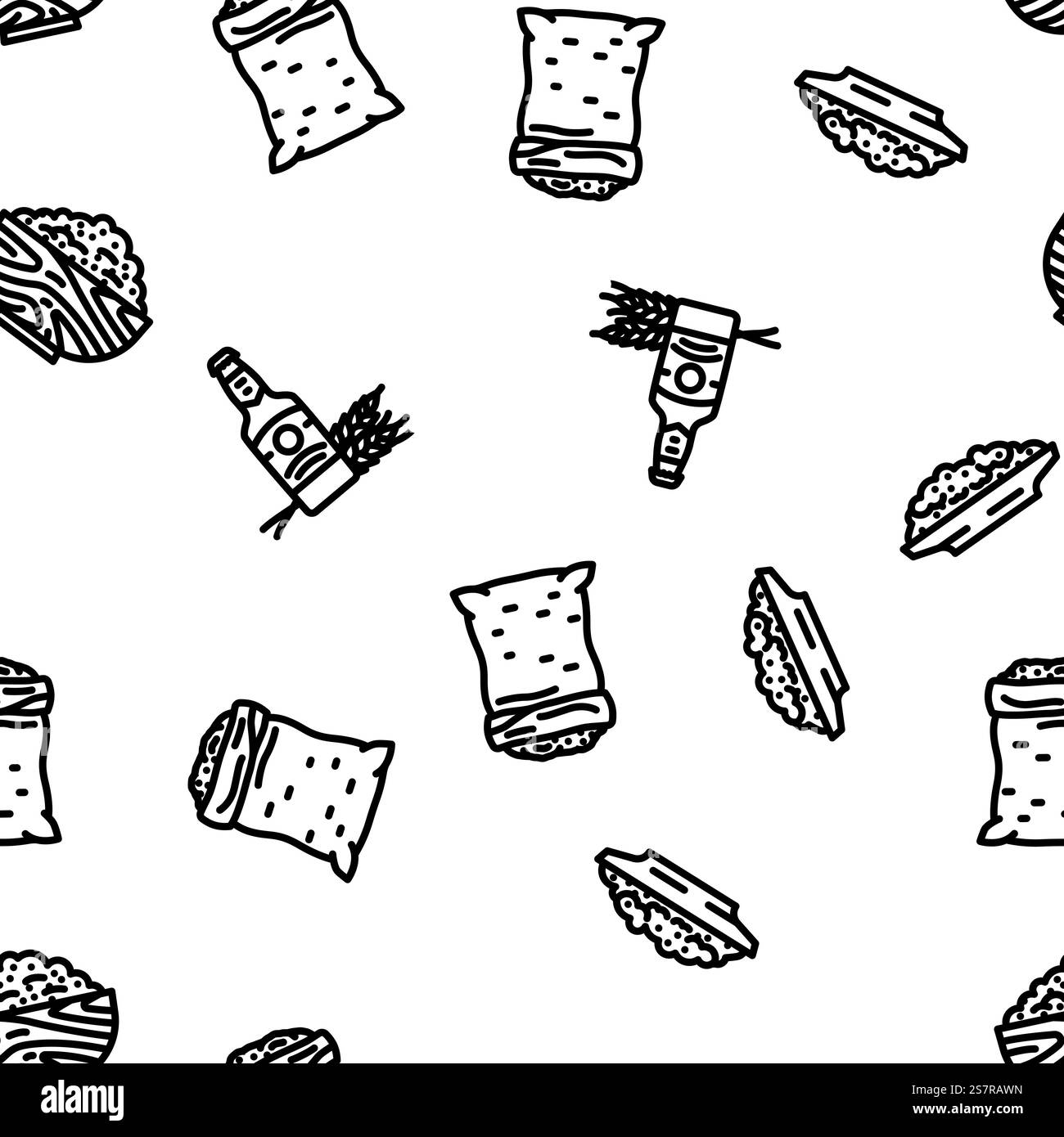 illustration de la ligne mince de modèle sans couture de vecteur de blé de grain d'orge. vecteur de modèle sans couture de blé de grain d'orge Illustration de Vecteur