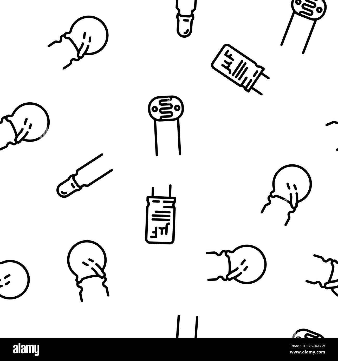 illustration de ligne mince de motif sans couture de vecteur de puce électronique de composant. motif sans couture vectoriel de puce électronique à composant Illustration de Vecteur