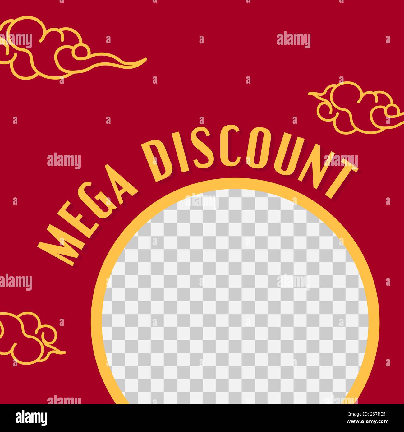 Vente et méga rabais, clients des magasins et magasin meilleure affaire et promo. Réduction des prix et des coûts pour les clients. Bannière promotionnelle ou affiche publicitaire avec cadre transparent, vecteur à plat. Mega discount pour les clients des magasins et des magasins Illustration de Vecteur