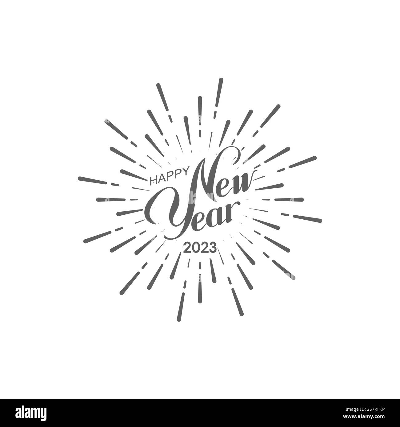 Bonne année 2023. Illustration vectorielle de vacances avec composition de lettrage et forme de feux d'artifice éclatants. Illustration de Vecteur