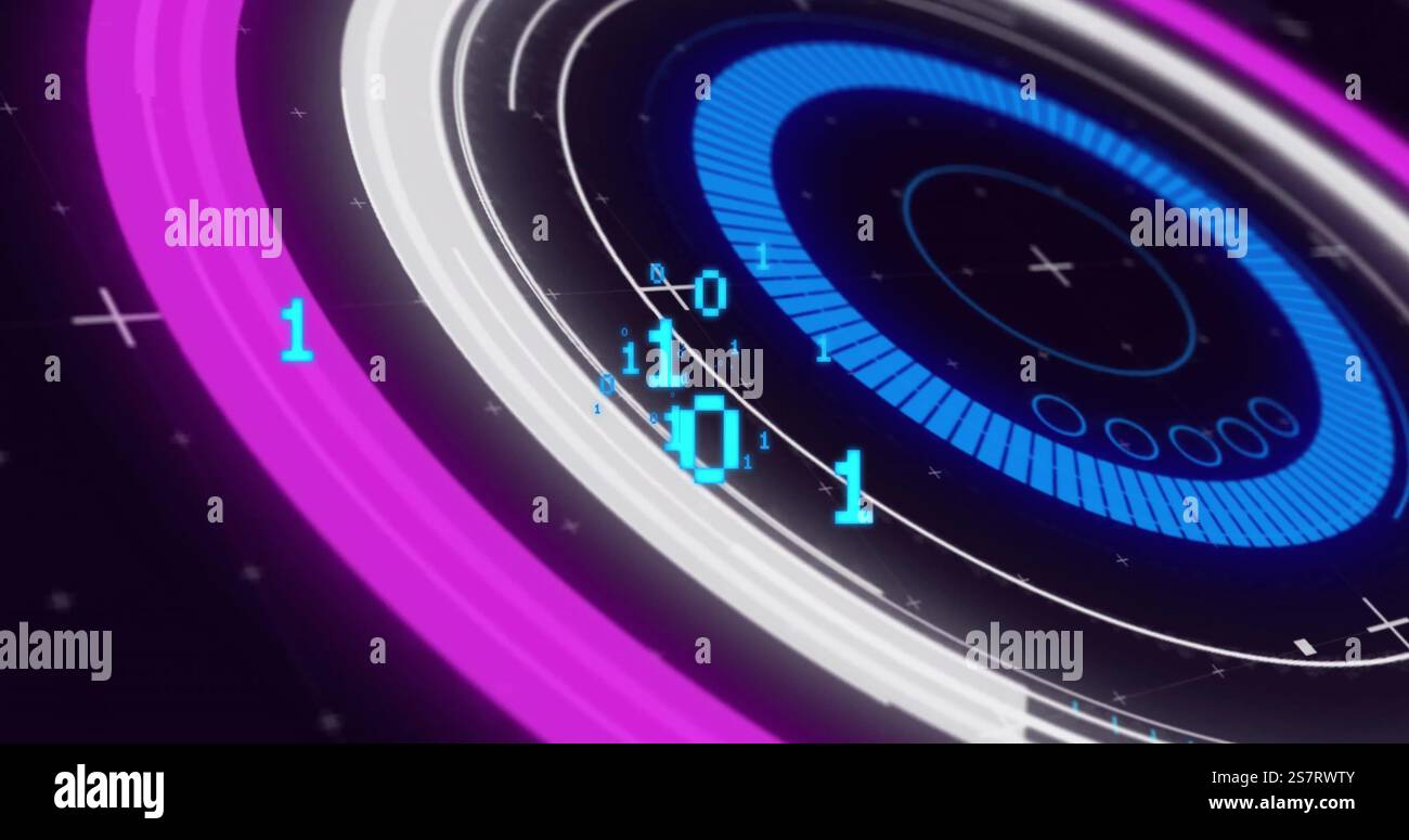 Image du traitement des données par balayage de l'oscilloscope sur fond noir Banque D'Images