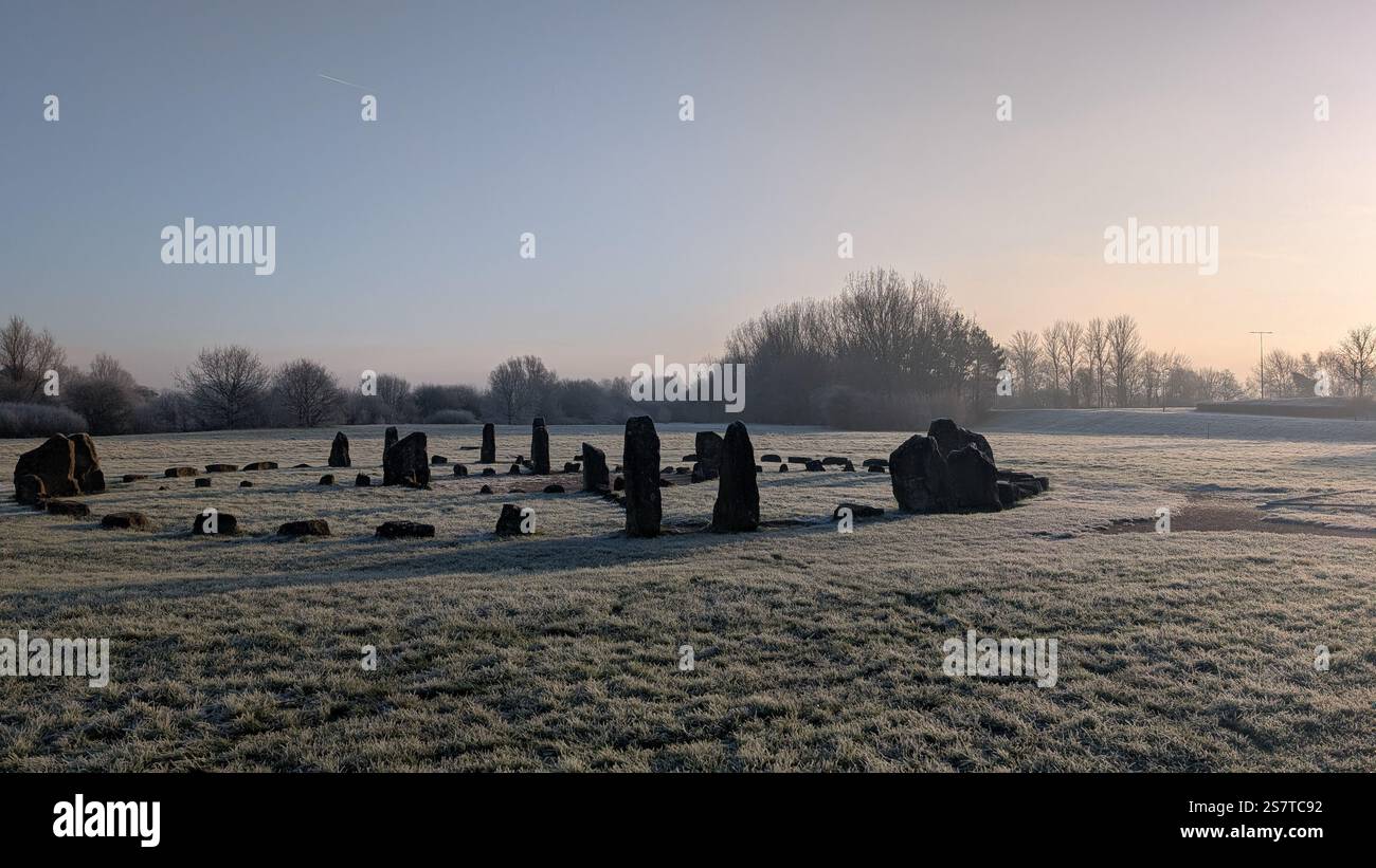 Le cercle des cœurs de la roue de médecine à Willen Lake, Milton Keynes - Image de stock capturée avec un smartphone