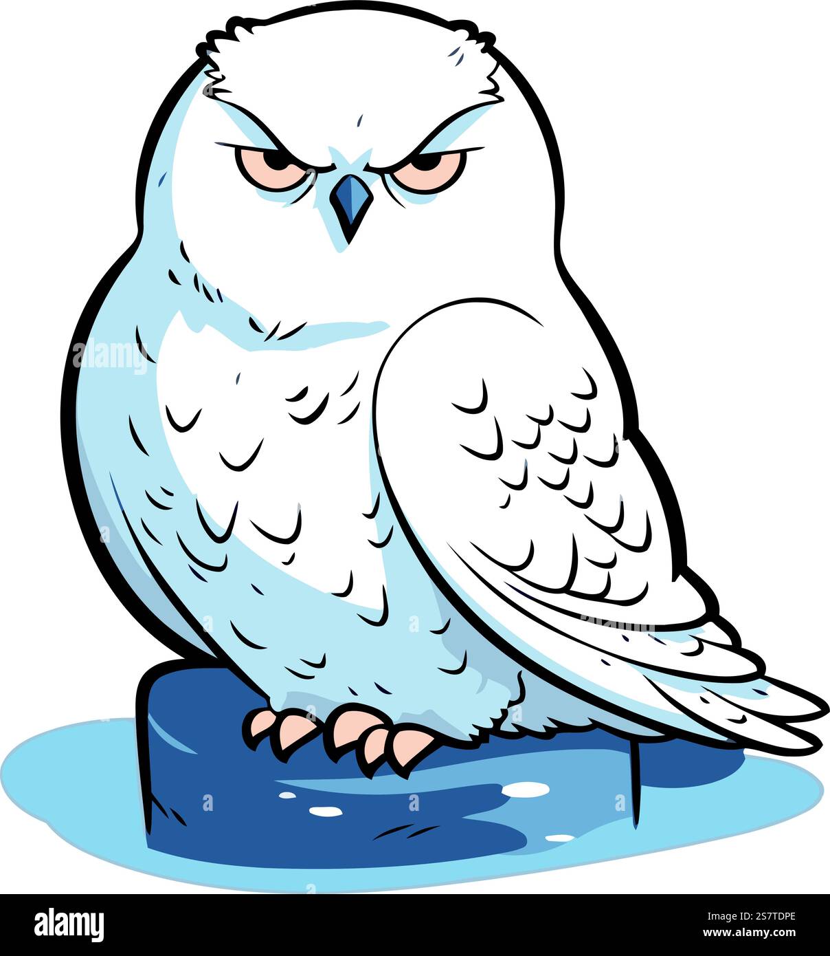 Hibou blanc assis sur un rocher. Illustration vectorielle d'un hibou. Illustration de Vecteur