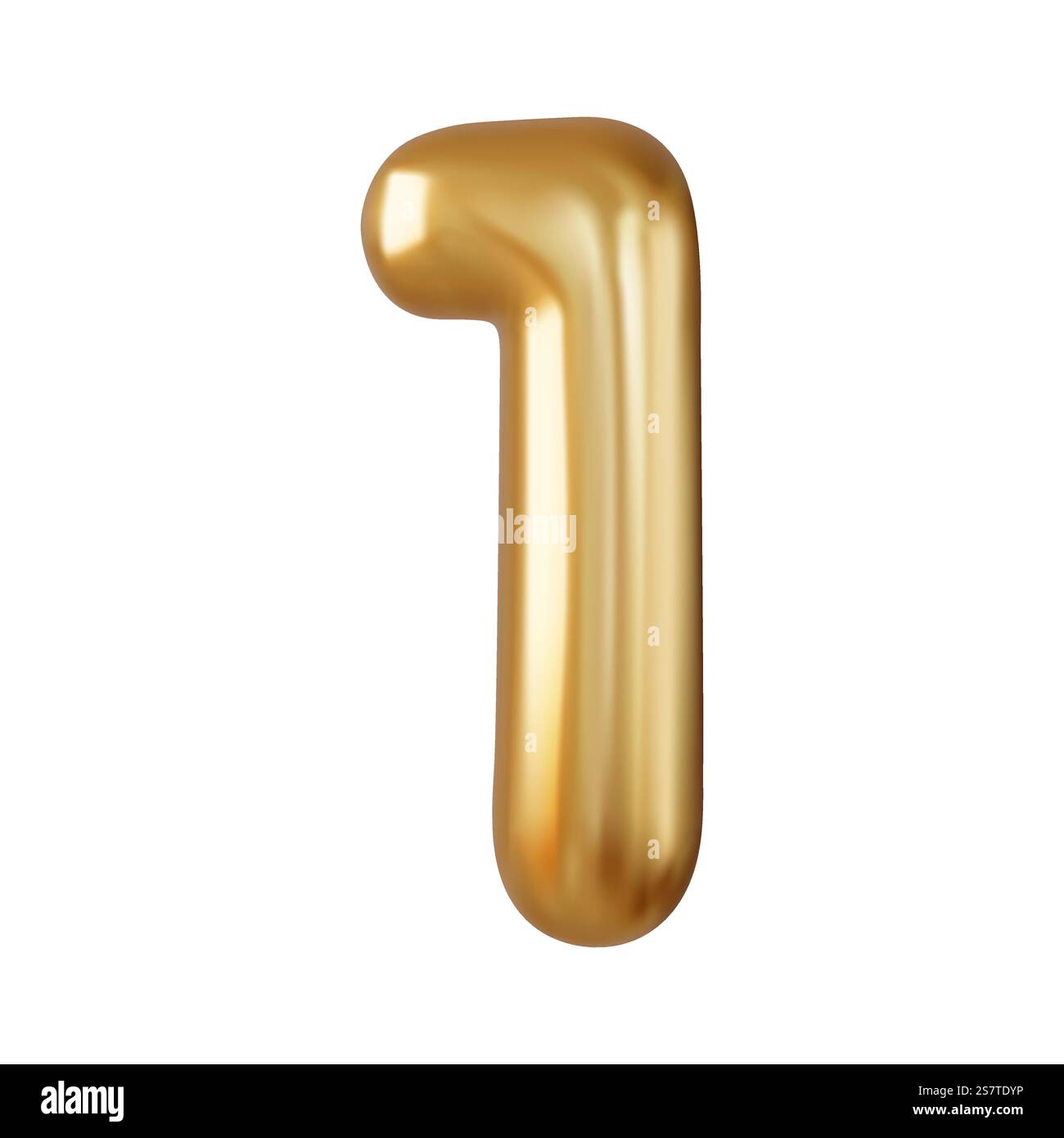 3d numéro 1. Un signe de numéro couleur or isolé sur fond blanc. rendu 3d. Illustration vectorielle. 3d numéro 1. Signe One Number de couleur or. Illustration de Vecteur