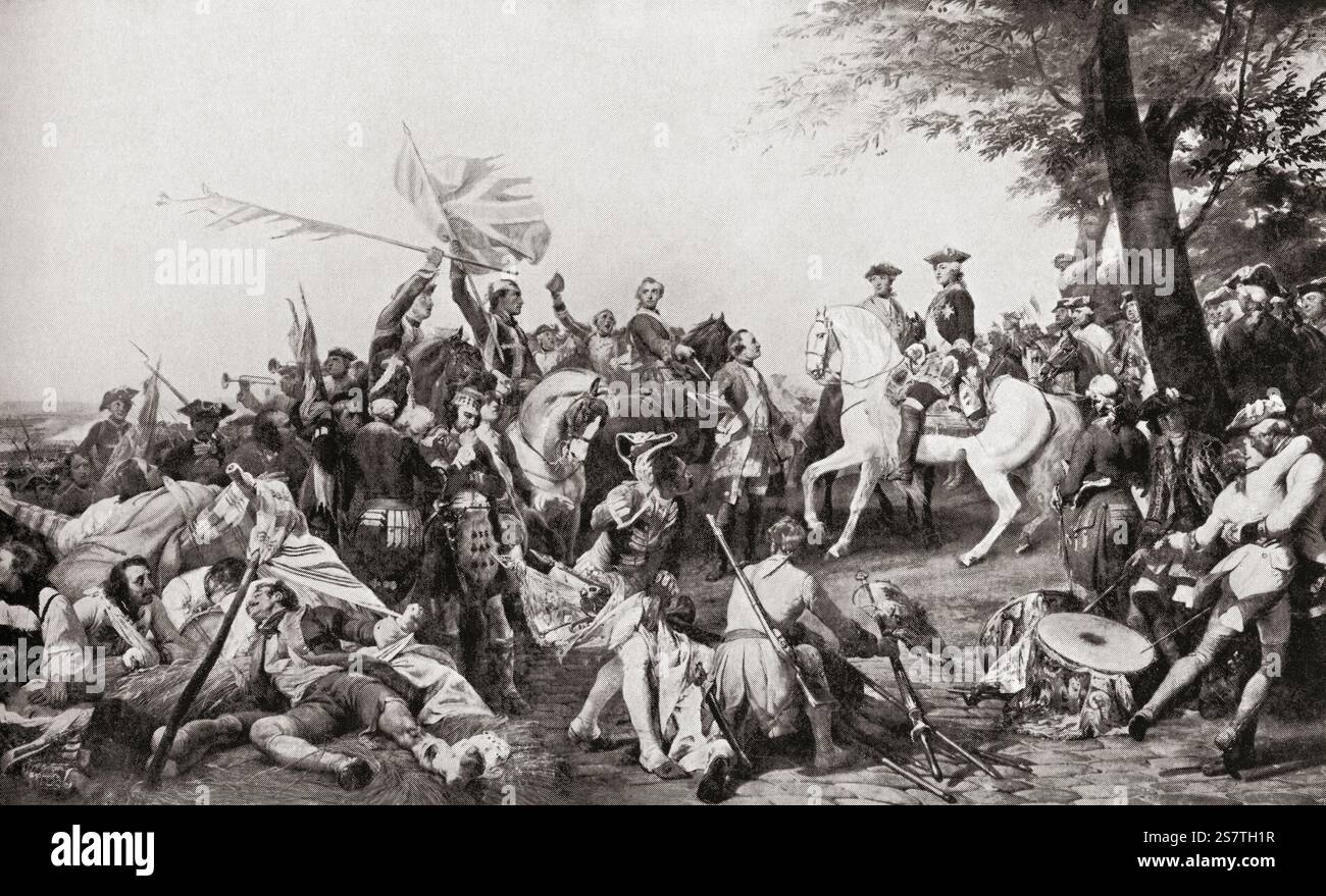 La bataille de Fontenoy, le 11 mai 1745, près de Tournai, dans l'actuelle Belgique, pendant la guerre de succession d'Autriche. Banque D'Images