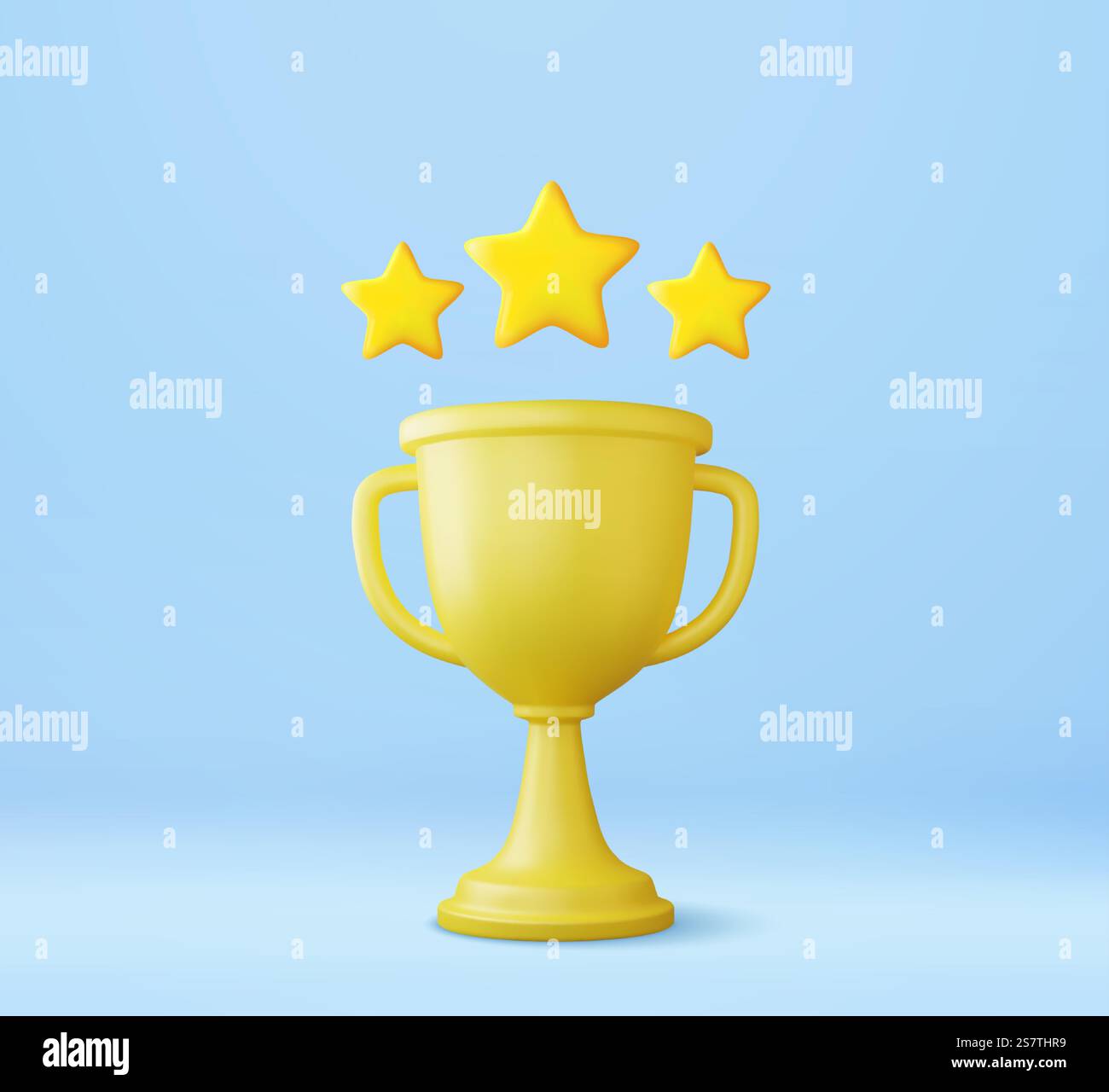 Trophée Champion 3d, coupe d'or avec des étoiles gagnantes d'or avec des objets flottant autour. les champions 3d récompensent le concept de cérémonie avec le style de classement. rendu 3d. Illustration vectorielle. Trophée 3d Champion, coupe d'or. Illustration de Vecteur