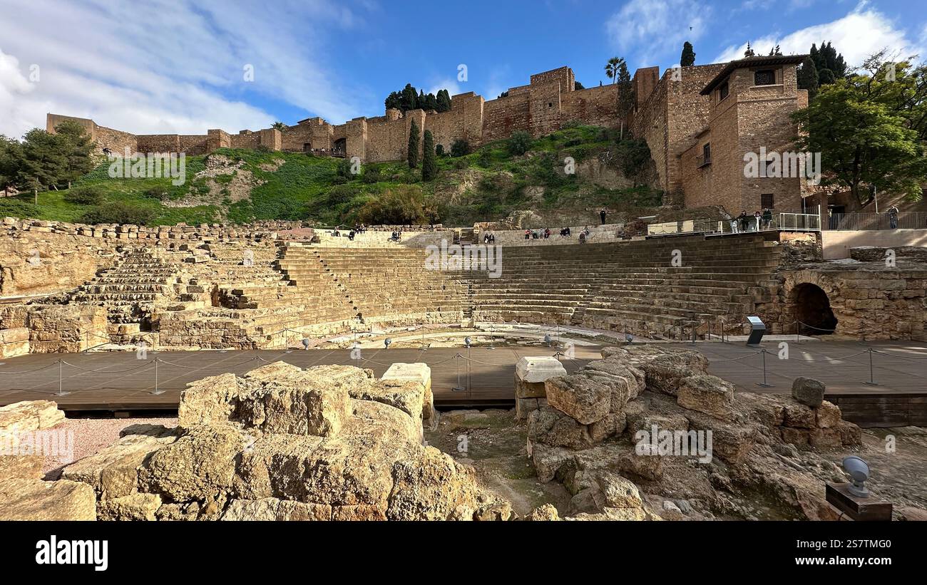 Théâtre romain de Malaga forteresse Alcazaba dans le centre-ville Banque D'Images