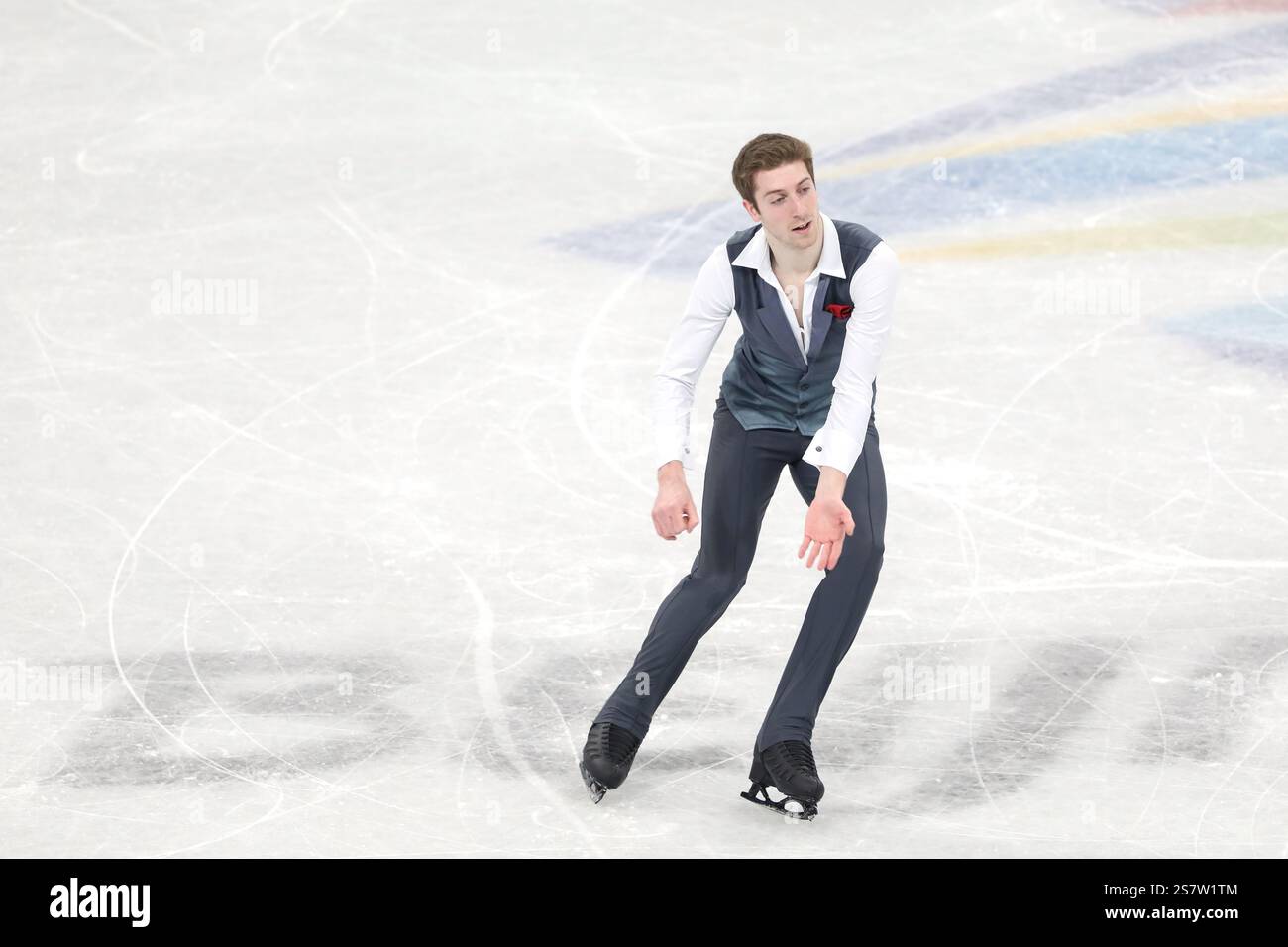 10 FÉVRIER 2022 - Pékin, Chine : Morisi Kvitelashvili de Géorgie patine dans le cadre du programme libre de patinage artistique pour hommes à l'hiver 2022 de Beijing Banque D'Images