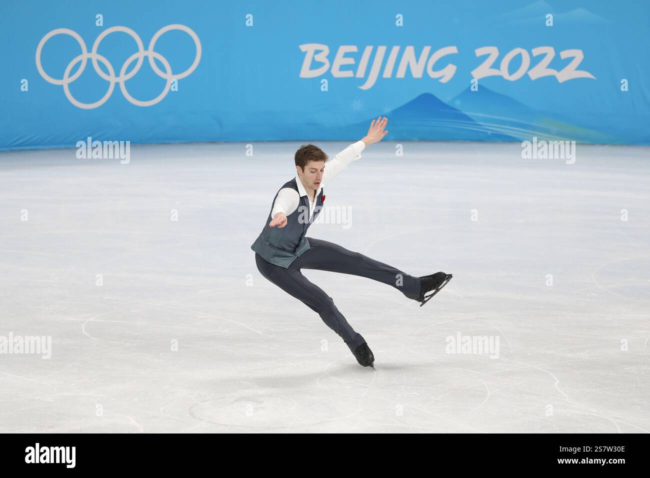 10 FÉVRIER 2022 - Pékin, Chine : Morisi Kvitelashvili de Géorgie patine dans le cadre du programme libre de patinage artistique pour hommes à l'hiver 2022 de Beijing Banque D'Images