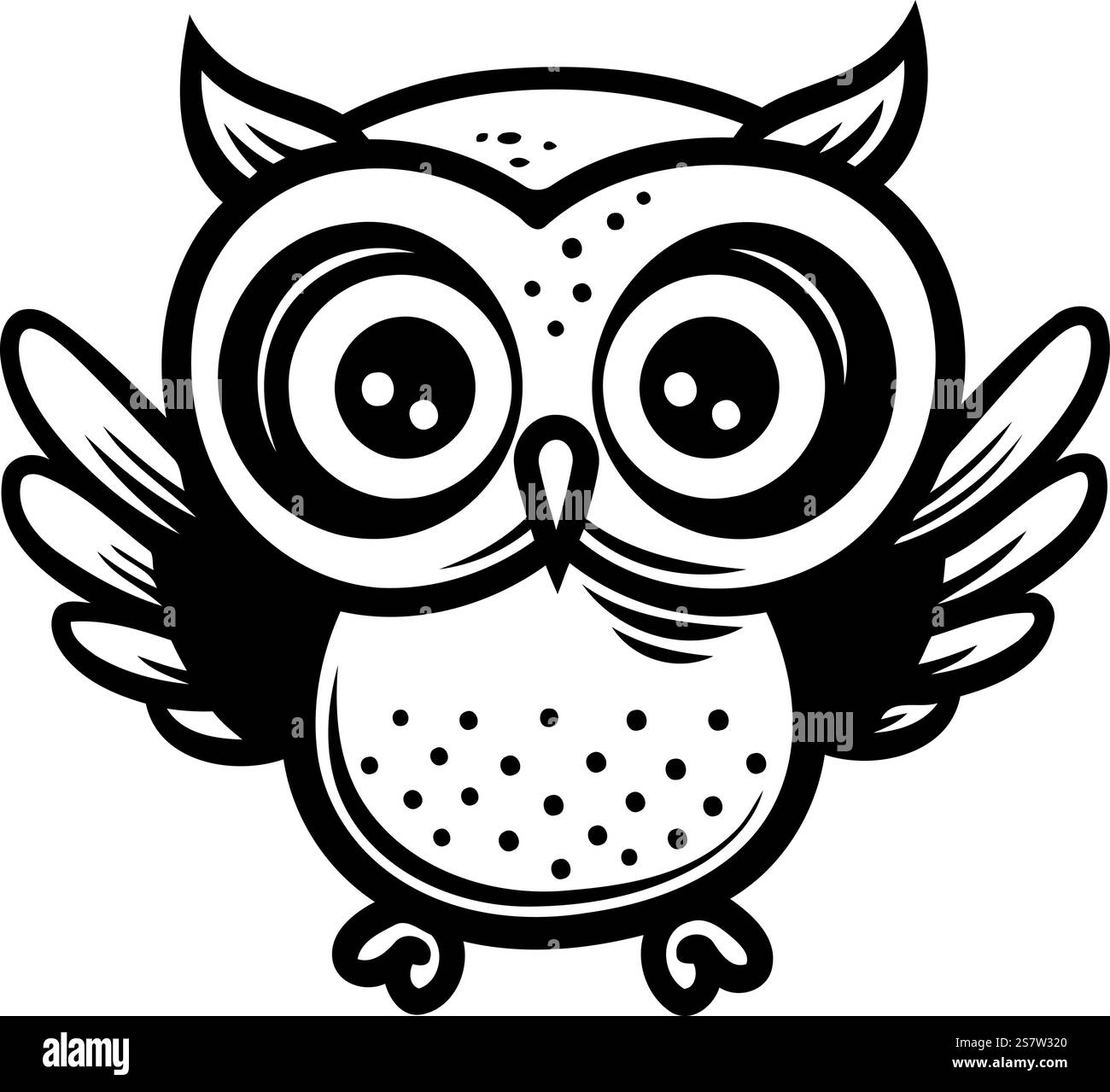 Hibou avec de grands yeux isolés sur fond blanc. Illustration vectorielle. Illustration de Vecteur