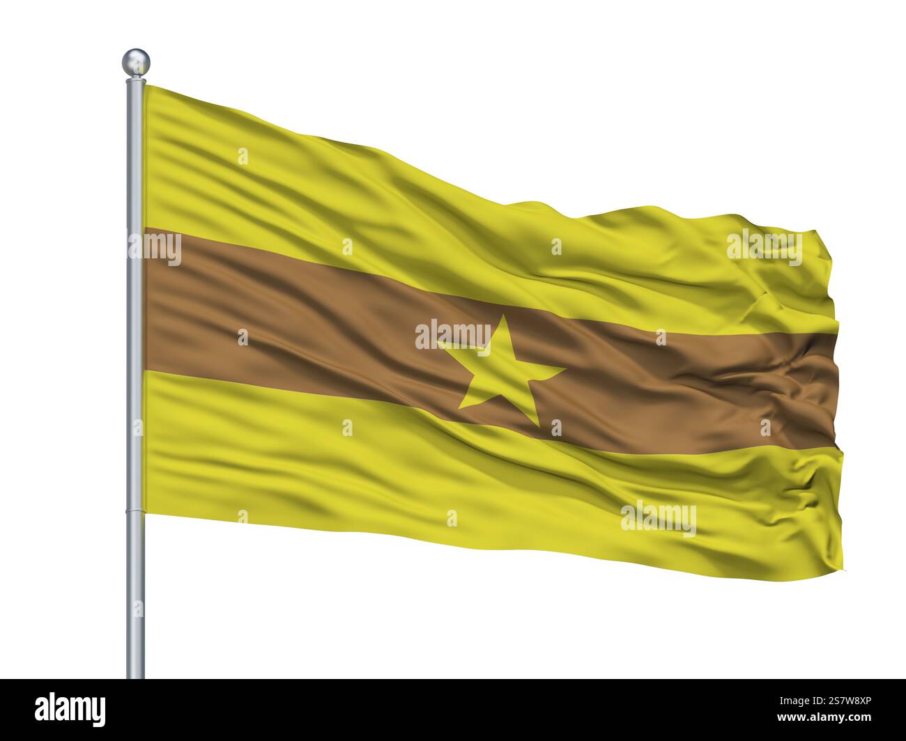 Ville drapeau sur mât Ituango, pays de la Colombie, de l'isolé sur fond blanc Banque D'Images