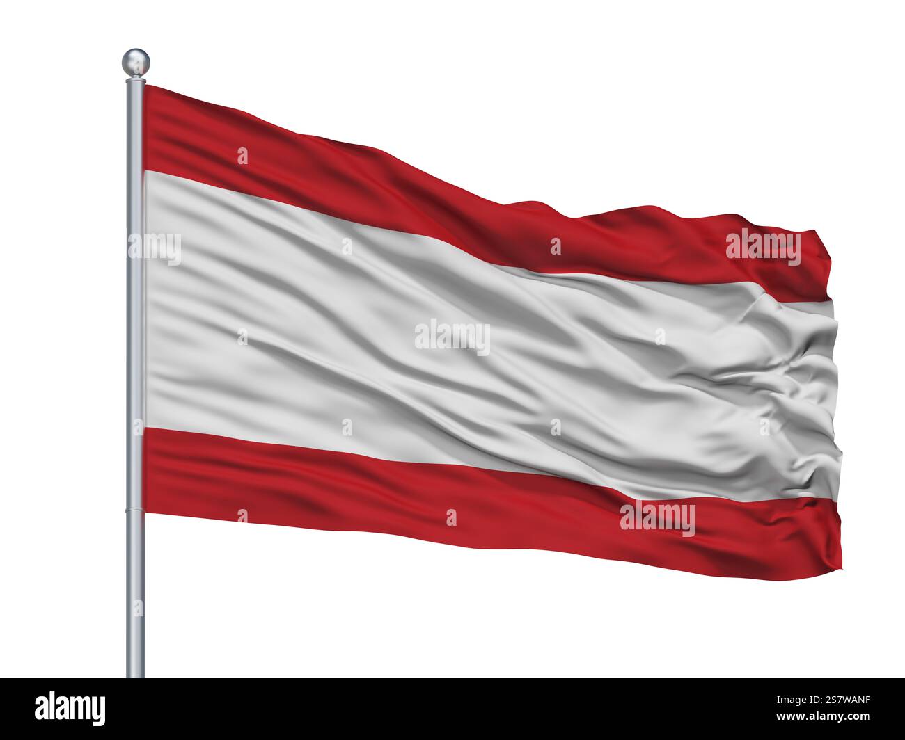Drapeau de la ville d'Anvers sur mât de drapeau, pays Belgique, isolé sur fond blanc, rendu 3D. Banque D'Images