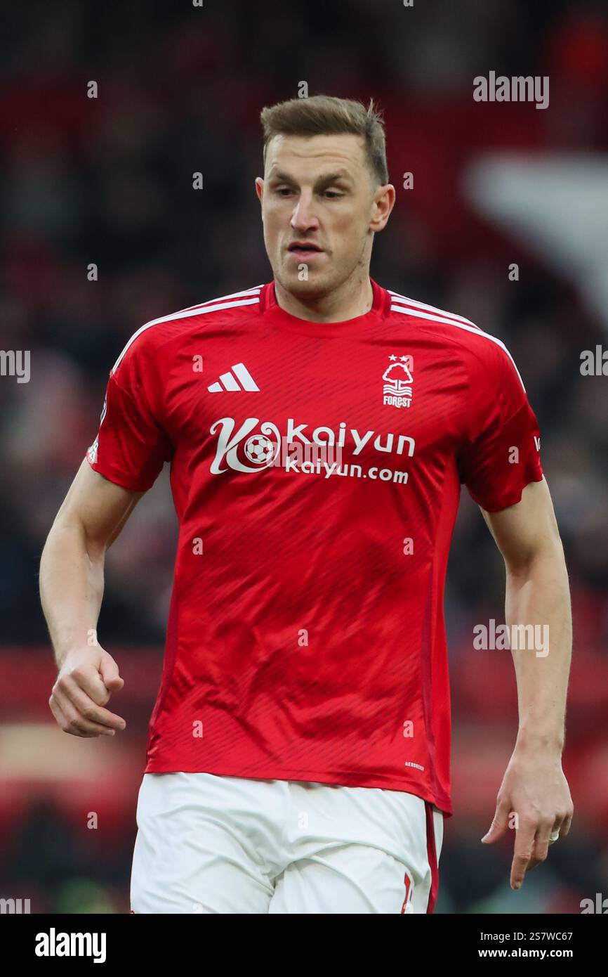 Nottingham, Royaume-Uni. 19 janvier 2025. Chris Wood, attaquant de Nottingham Forest (11 ans), en action lors du match de premier League anglaise de Nottingham Forest FC contre Southampton FC, à City Ground, Nottingham, Angleterre, Royaume-Uni le 19 janvier 2025 crédit : Lee Keuneke/Every second Media crédit : Every second Media/Alamy Live News Banque D'Images
