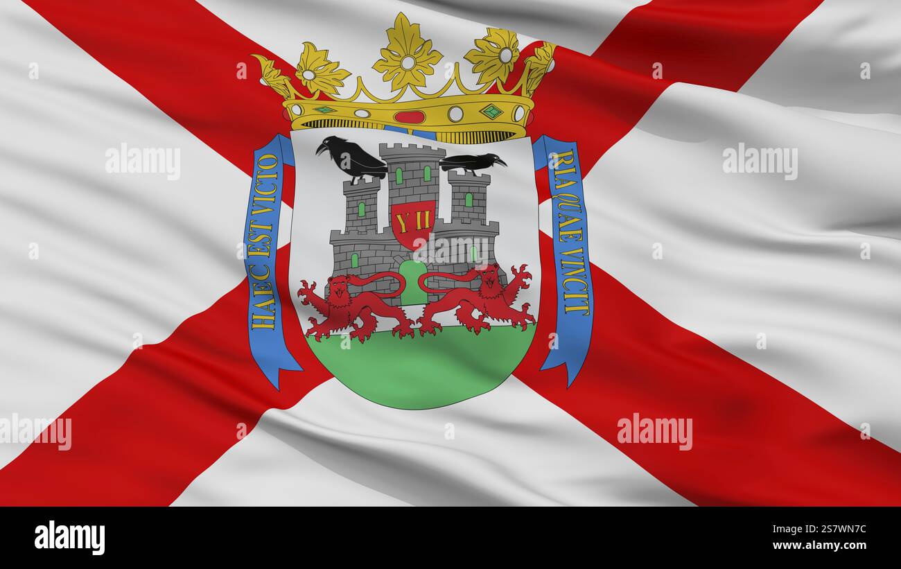 Vitoria City Flag, pays Espagne, vue rapprochée, rendu 3D. Banque D'Images