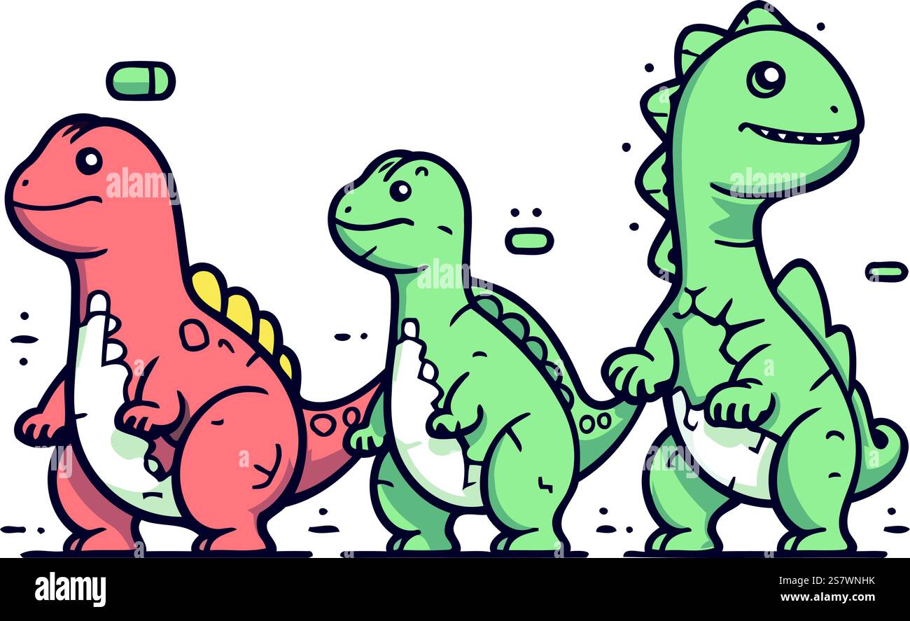 Dinosaures de dessin animé. Illustration vectorielle pour votre conception. Mignons dinosaures. Illustration de Vecteur