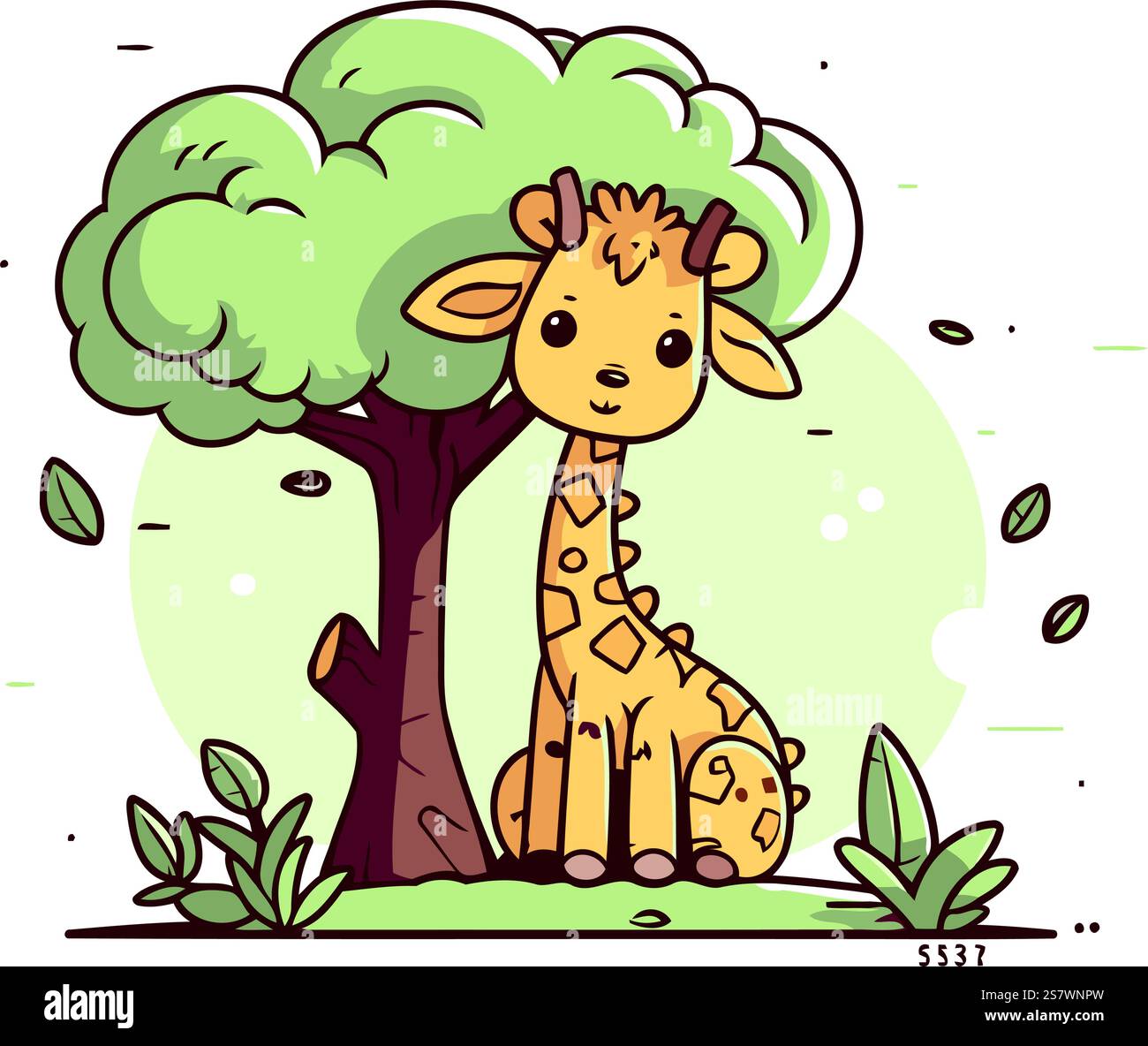 Jolie girafe assise sous un arbre. Illustration vectorielle dans le style de dessin animé plat. Illustration de Vecteur Jolie girafe assise sous un arbre. Illustration vectorielle dans le style de dessin animé plat. Illustration de Vecteur