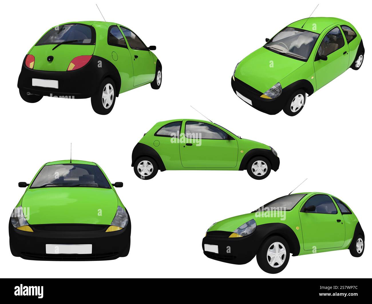 Collection de voiture vert isolé Banque D'Images