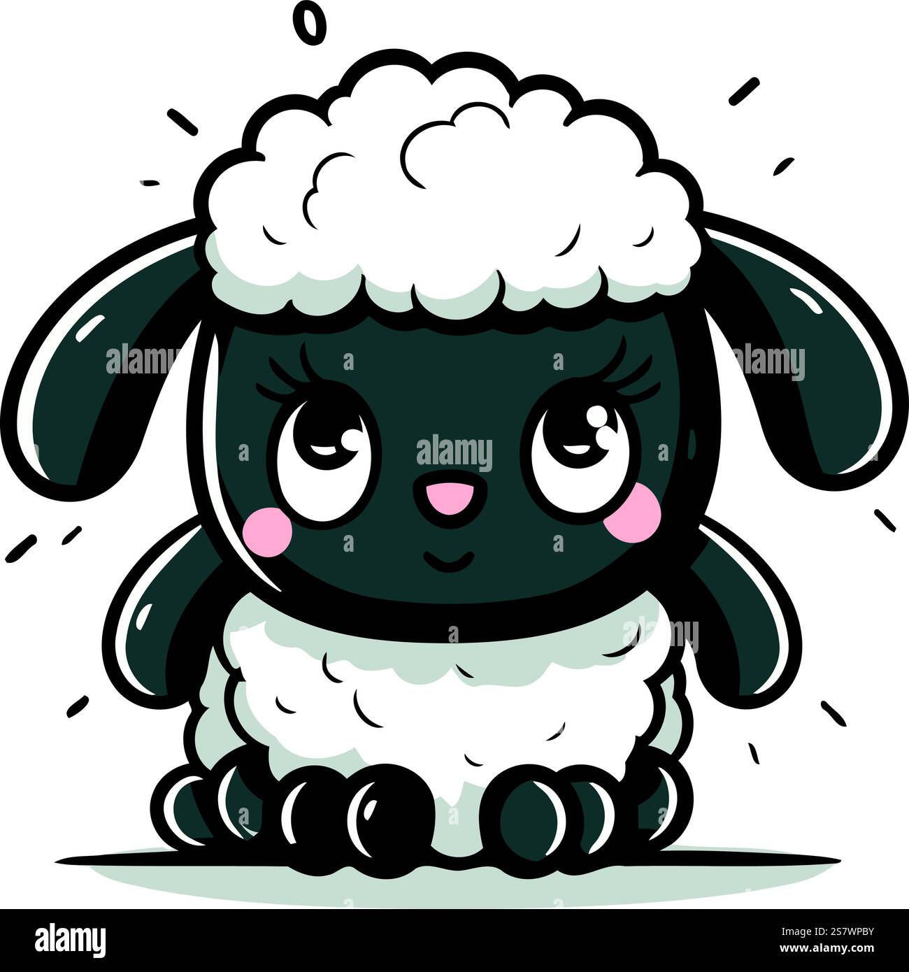 Mignon petit personnage de bande dessinée de mouton noir et blanc. Illustration vectorielle. Illustration de Vecteur