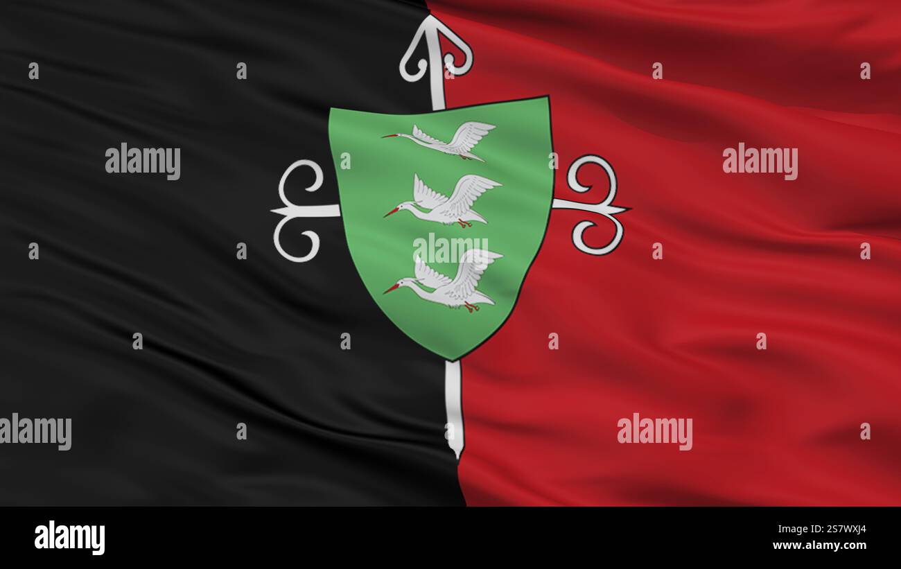 Drapeau de la ville de Santa Cruz, pays Chili, vue rapprochée, rendu 3D. Banque D'Images