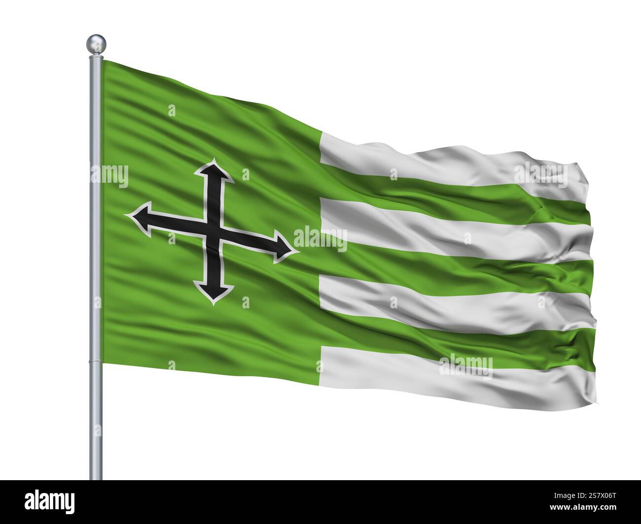 Wroclaw, drapeau sur mât, Pays Pologne, isolé sur fond blanc Banque D'Images