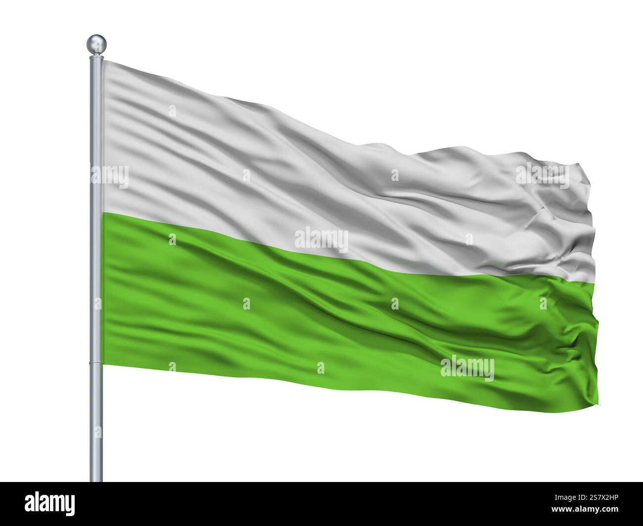 Ville drapeau sur mât Fusagasuga, Colombie, pays isolé sur fond blanc Banque D'Images