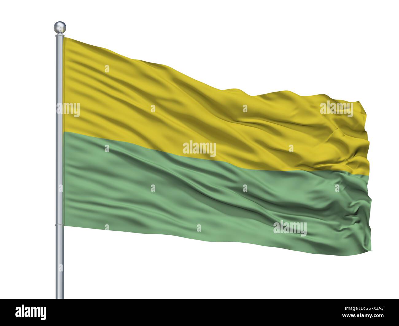 Gutierrez Ville drapeau sur mât, pays Colombie, département de Cundinamarca, isolé sur fond blanc Banque D'Images