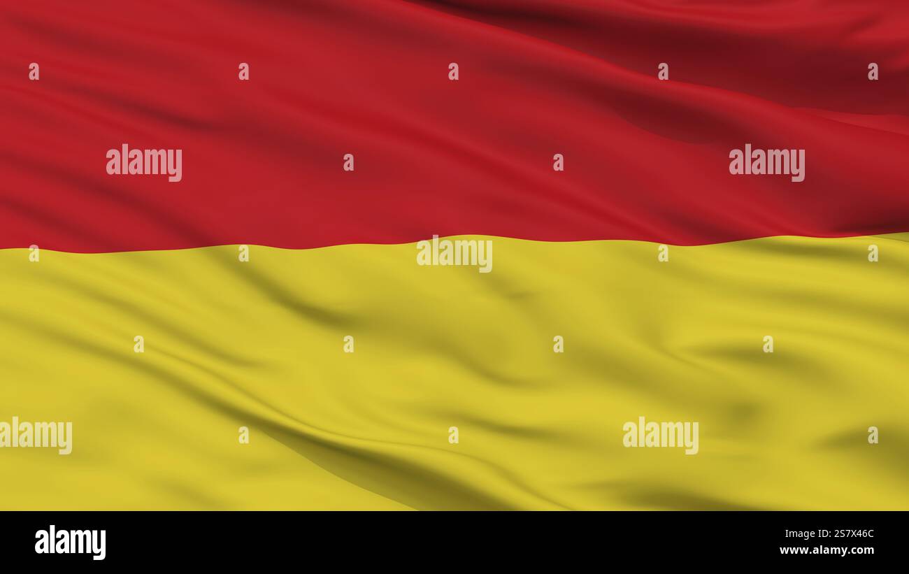 Afbeelding Oostende City Flag, Country Belgium, vue rapprochée, rendu 3D. Banque D'Images