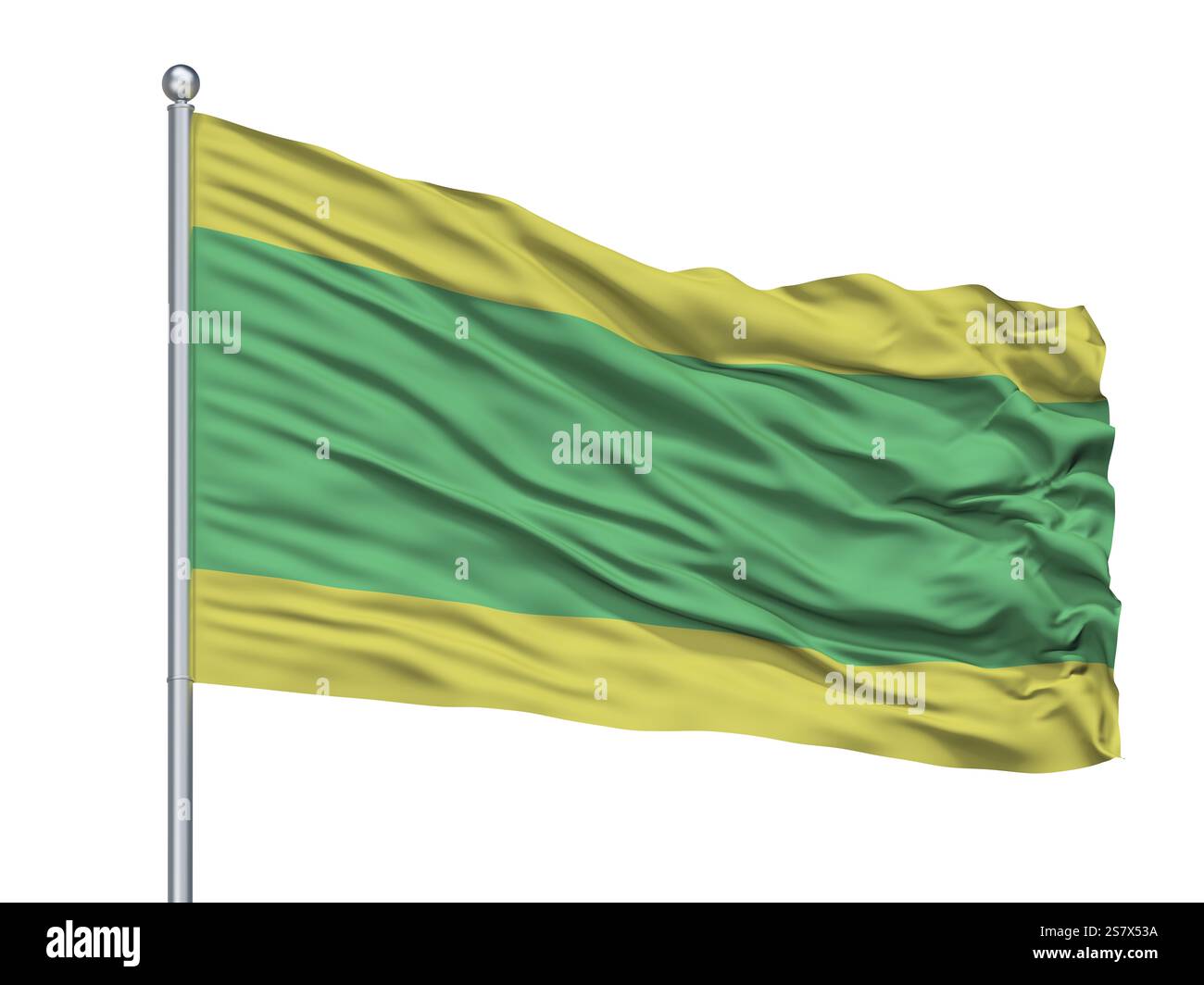 La ville de Voru drapeau sur mât, l'Estonie, pays isolé sur fond blanc Banque D'Images