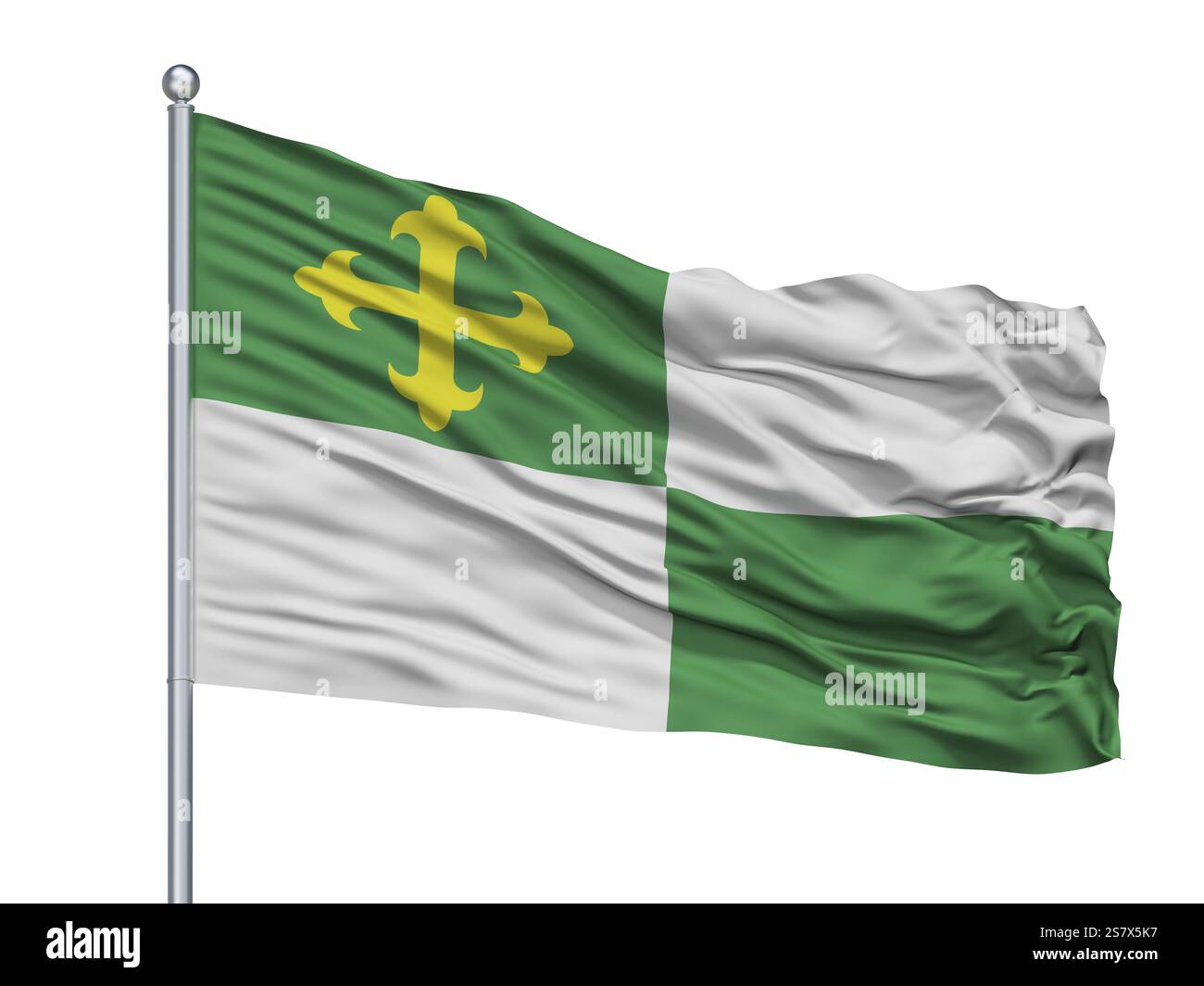 Arecibo Ville drapeau sur mât, pays Porto Rico, isolé sur fond blanc Banque D'Images