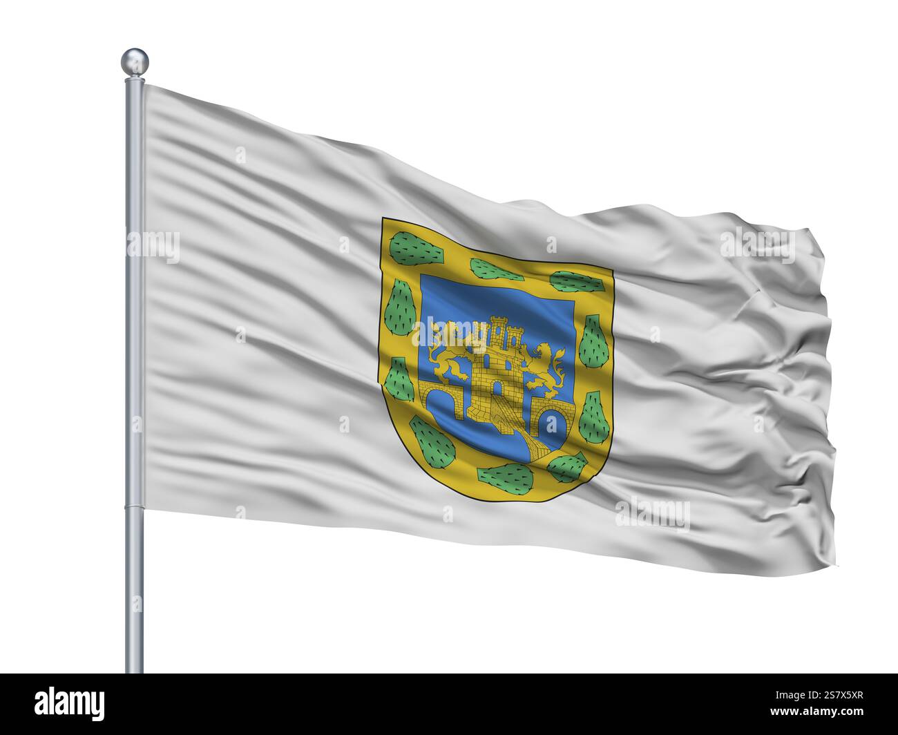 La ville de Victoria drapeau sur mât, Pays Malte, Gozo Island, isolé sur fond blanc Banque D'Images