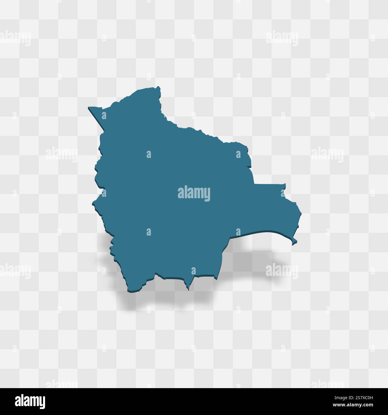 Bolivie représentation vectorielle détaillée élevée de la silhouette du pays. Carte 3D sur fond transparent avec ombre portée. Pour un usage éducatif, décoratif ou informatif. Illustration de Vecteur