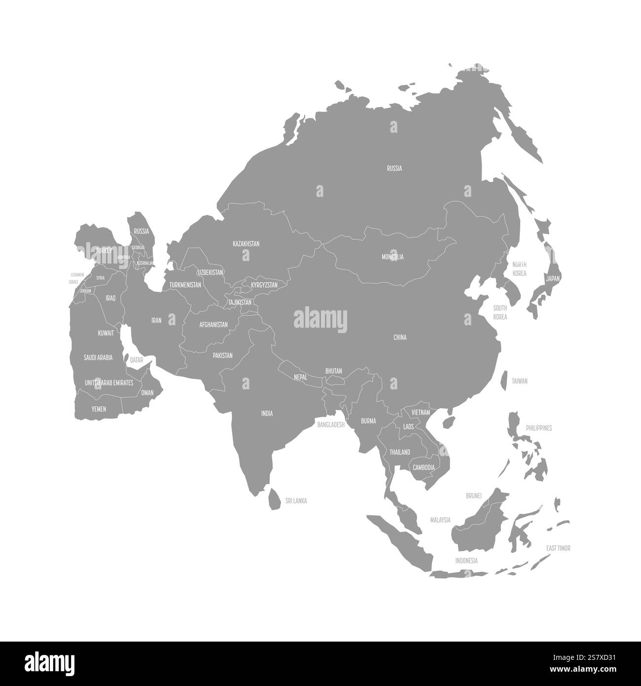 Carte politique détaillée mettant en évidence les frontières des pays à travers l'Asie, y compris la Chine, la Russie et l'Inde. Une référence utile pour les études de géographie. Illustration de Vecteur Carte politique détaillée mettant en évidence les frontières des pays à travers l'Asie, y compris la Chine, la Russie et l'Inde. Une référence utile pour les études de géographie. Illustration de Vecteur