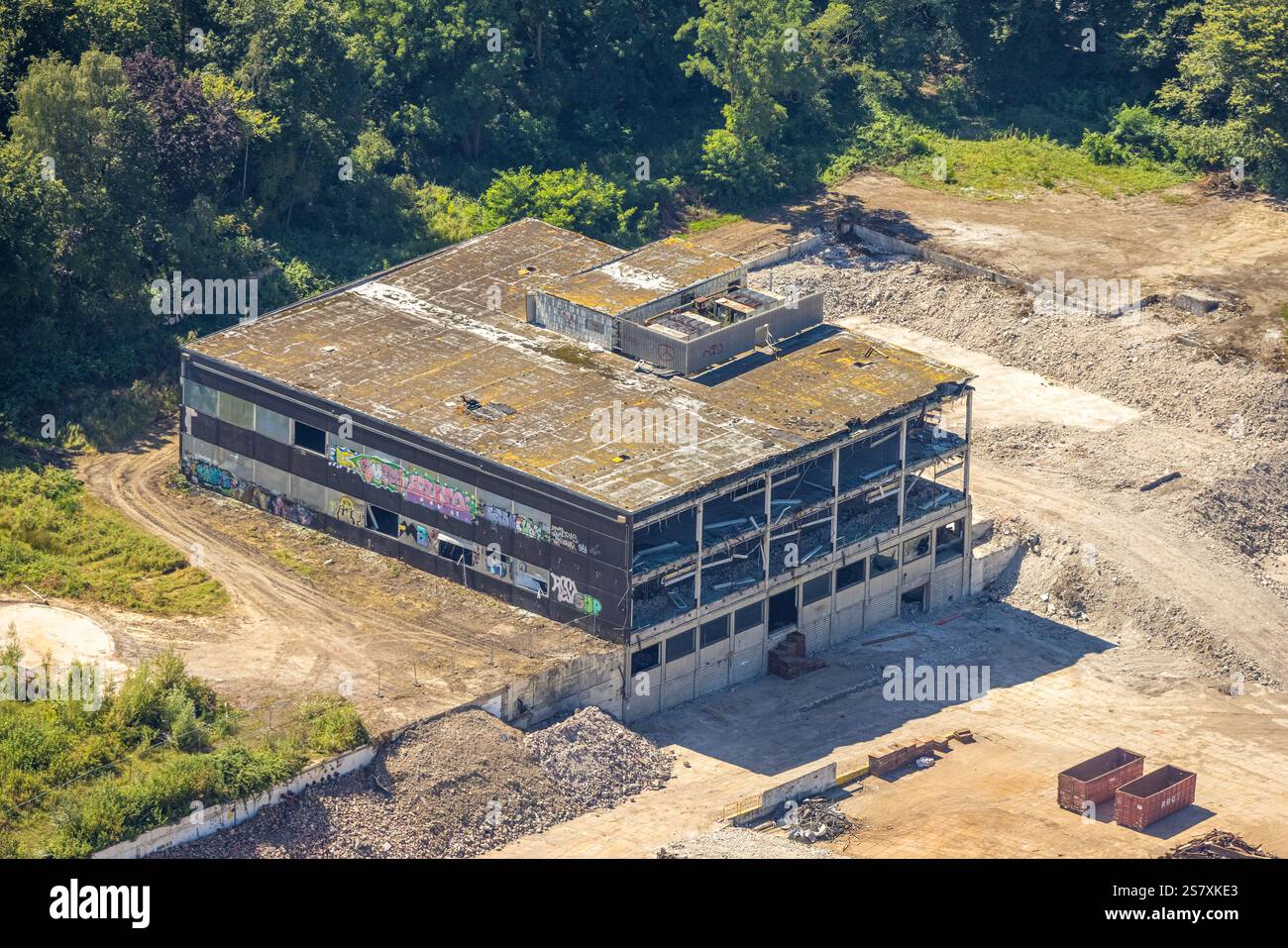 Vue aérienne, bâtiment délabré, secteur abandonné de l'ancien puits de mine de charbon de Dorstfeld 1/4 Karl-Funke-Straße, Dorstfeld, Dortmund, Ruhr, North R Banque D'Images