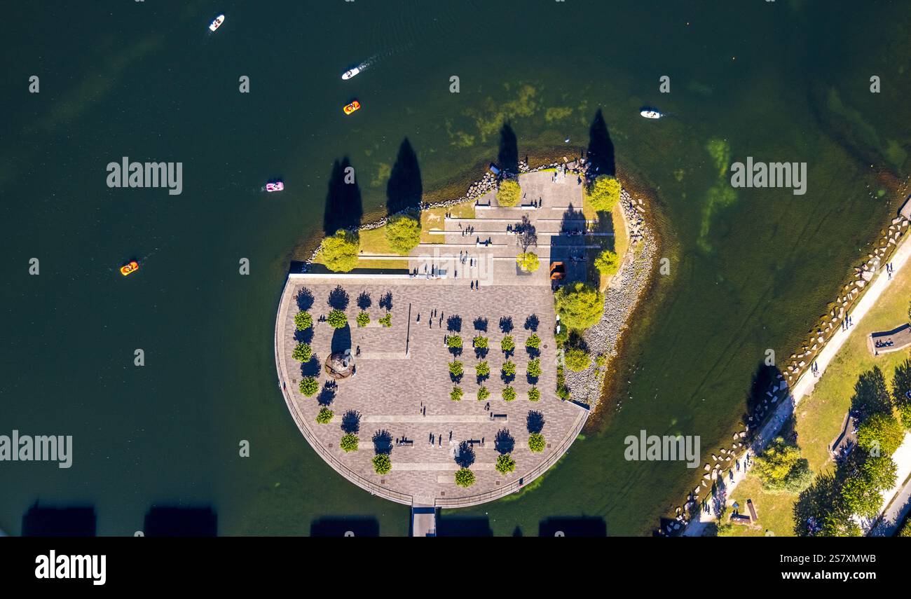 Vue aérienne, lac Phoenix et Kuturinsel, Hörde, Dortmund, région de la Ruhr, Rhénanie du Nord-Westphalie, Allemagne Banque D'Images Vue aérienne, lac Phoenix et Kuturinsel, Hörde, Dortmund, région de la Ruhr, Rhénanie du Nord-Westphalie, Allemagne Banque D'Images