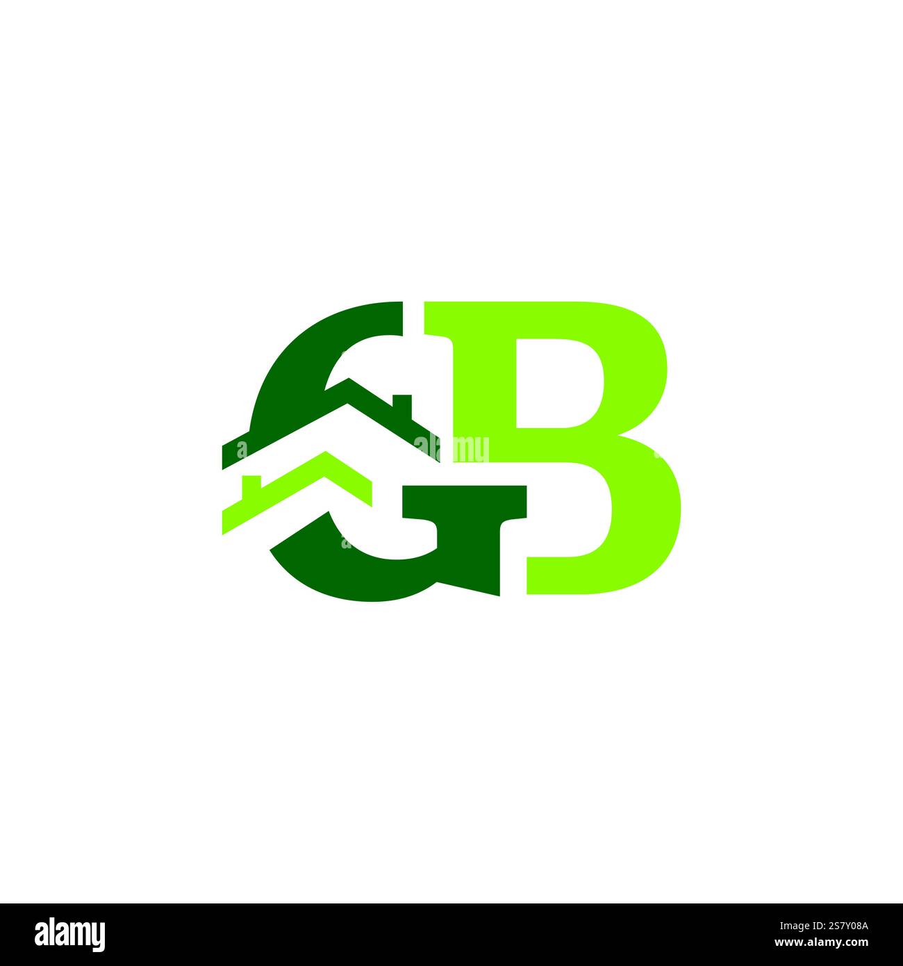 Un logo épuré et créatif avec des initiales vertes et un contour de maison, symbolisant la propriété et la durabilité. Parfait pour les entreprises dans l'immobilier Illustration de Vecteur