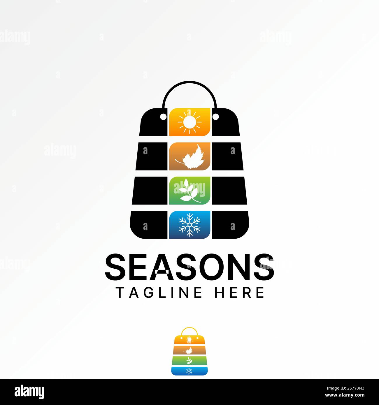 Logo design concept graphique créatif vecteur premium image stock graphique acheter magasin sac shopping quatre saisons marché hiver été printemps automne remise Illustration de Vecteur