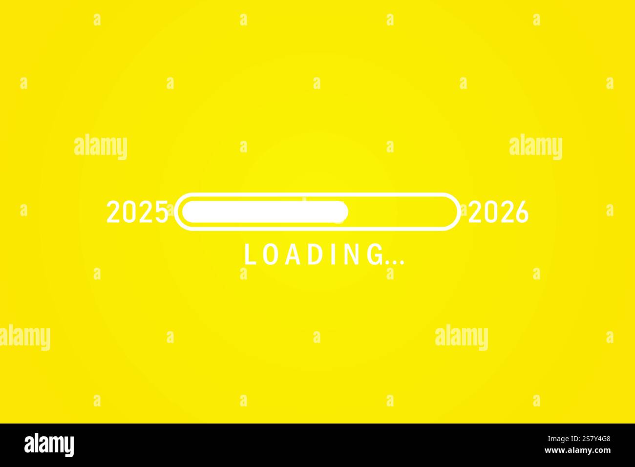 2025 à 2026 barre de chargement isolée sur fond jaune. Bonne célébration de l'an 2026. Barre de progression pour la conception Web. Illustration vectorielle. Illustration de Vecteur