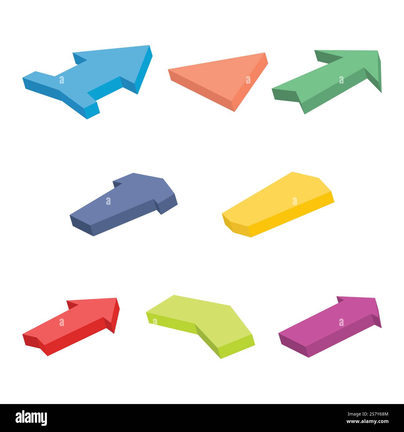 Ensemble de huit flèches isométriques colorées. Illustration vectorielle Illustration de Vecteur
