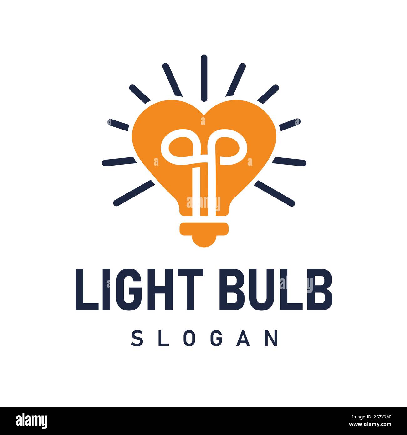 Symbole d'idées et d'amour Heart Shaped Bulb logo avec Creative et Modern concept Energy logo Design Illustration de Vecteur