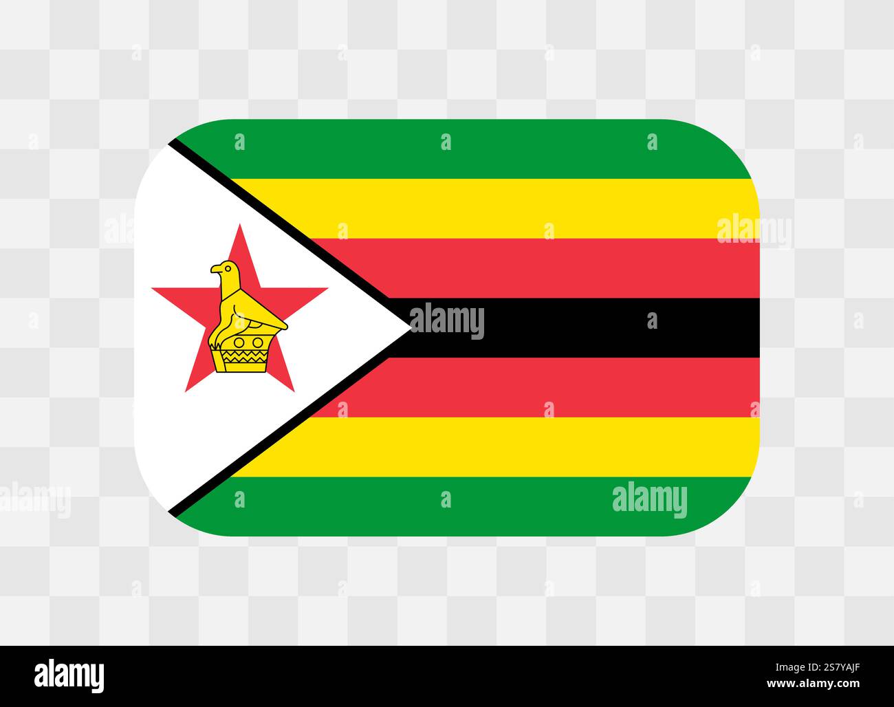 Drapeau du Zimbabwe - rectangle arrondi drapeau coloré représentant l'identité culturelle et le patrimoine d'un pays. L'essence de la fierté et de l'unité nationales. Drapeau vectoriel sur fond transparent. Illustration de Vecteur