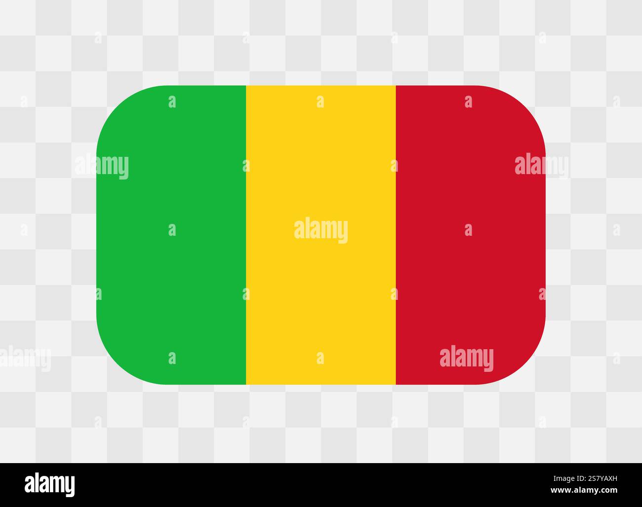 Drapeau du Mali - rectangle arrondi drapeau coloré représentant l'identité culturelle et le patrimoine d'un pays. L'essence de la fierté et de l'unité nationales. Drapeau vectoriel sur fond transparent. Illustration de Vecteur