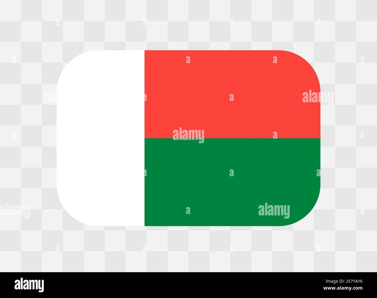 Drapeau de Madagascar - rectangle arrondi drapeau coloré représentant l'identité culturelle et le patrimoine d'un pays. L'essence de la fierté et de l'unité nationales. Drapeau vectoriel sur fond transparent. Illustration de Vecteur