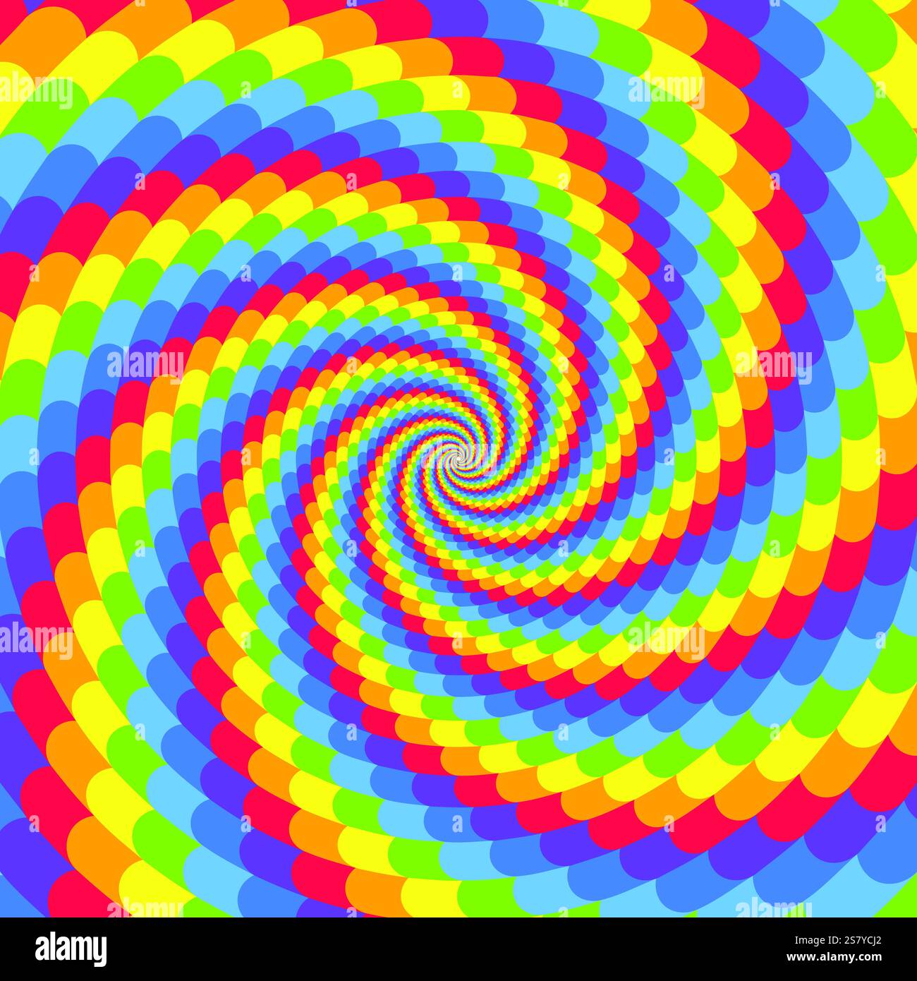 Fond de tourbillon hypnotique arc-en-ciel spirale, illusion optique du mouvement, illustration vectorielle opt art style, géométrique abstrait coloré, p multicolore Illustration de Vecteur
