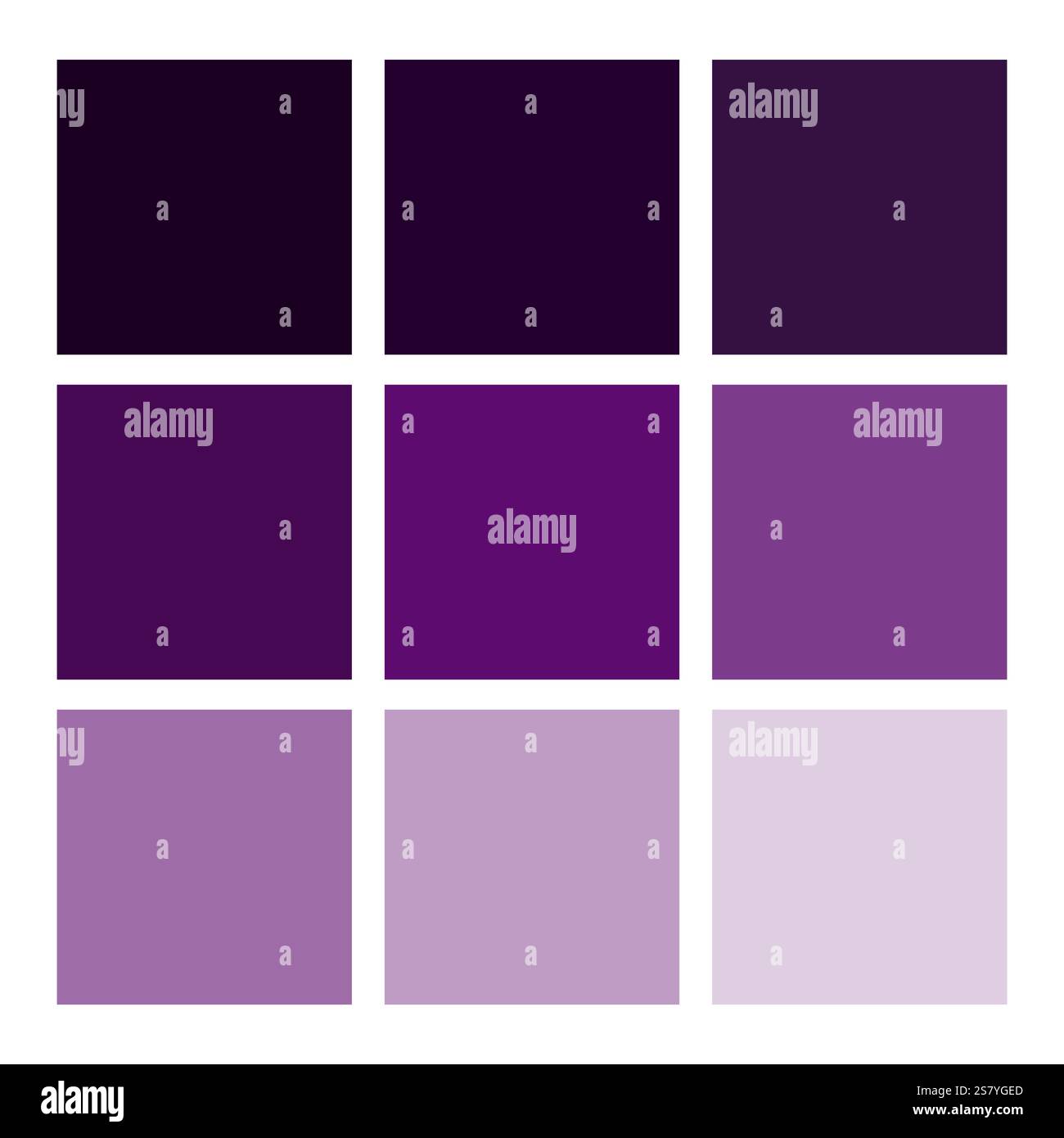 Palette de couleurs violettes. Nuances de dégradé. Grille vectorielle vibrante. Nuances carrées artistiques. Illustration de Vecteur